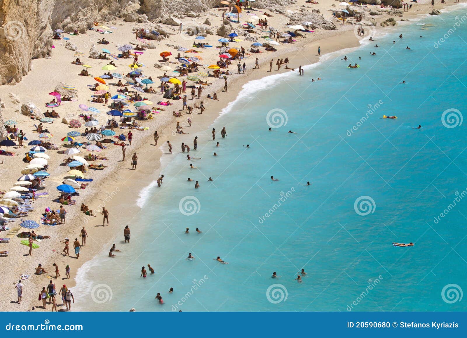 Strandgreece Katsiki Lefkada Porto Arkivfoto - Bild av sikt, relax ...