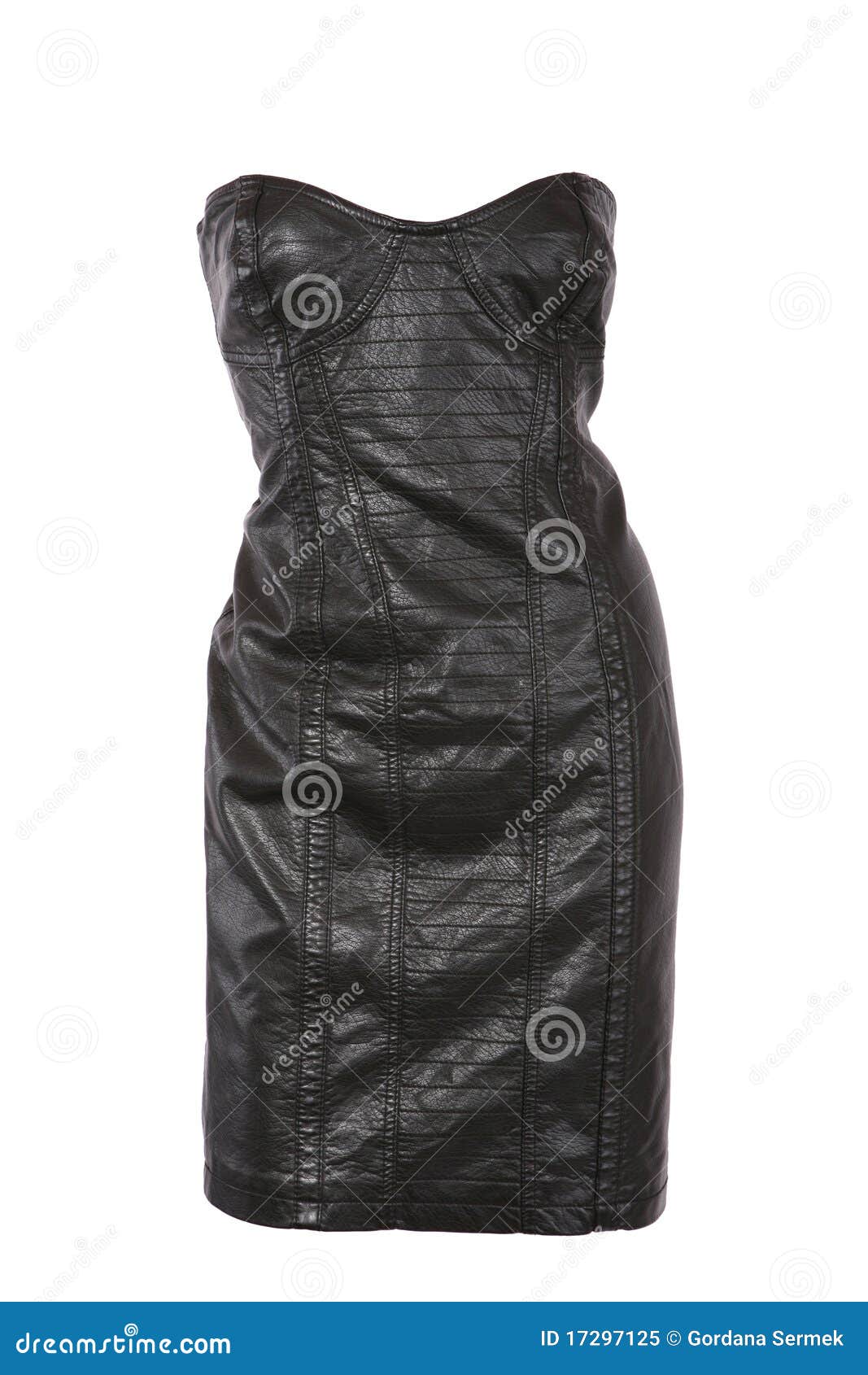strapless leather dress