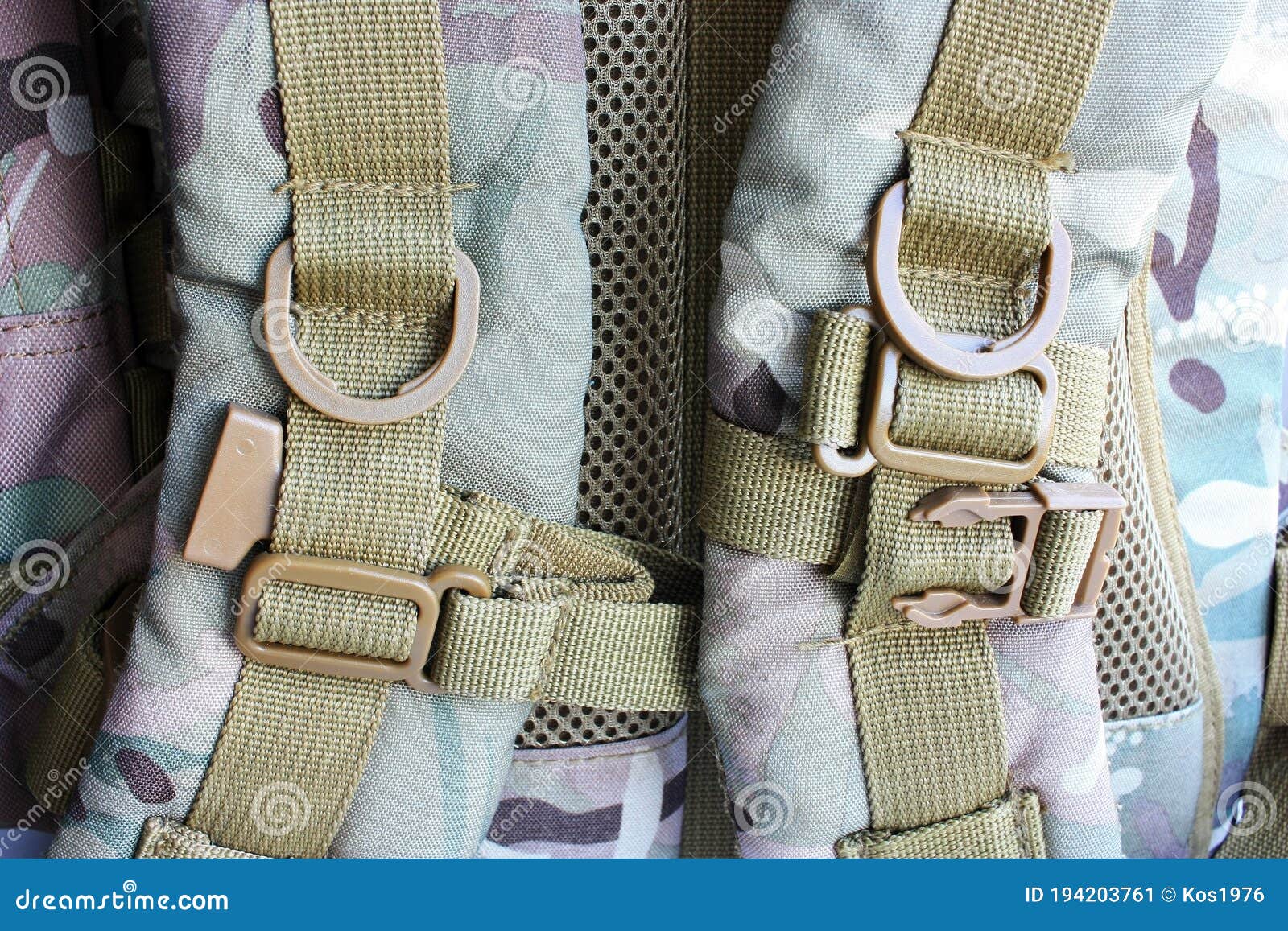 Straps and Buckles Tactical Camouflage Backpack Stock Image Image of