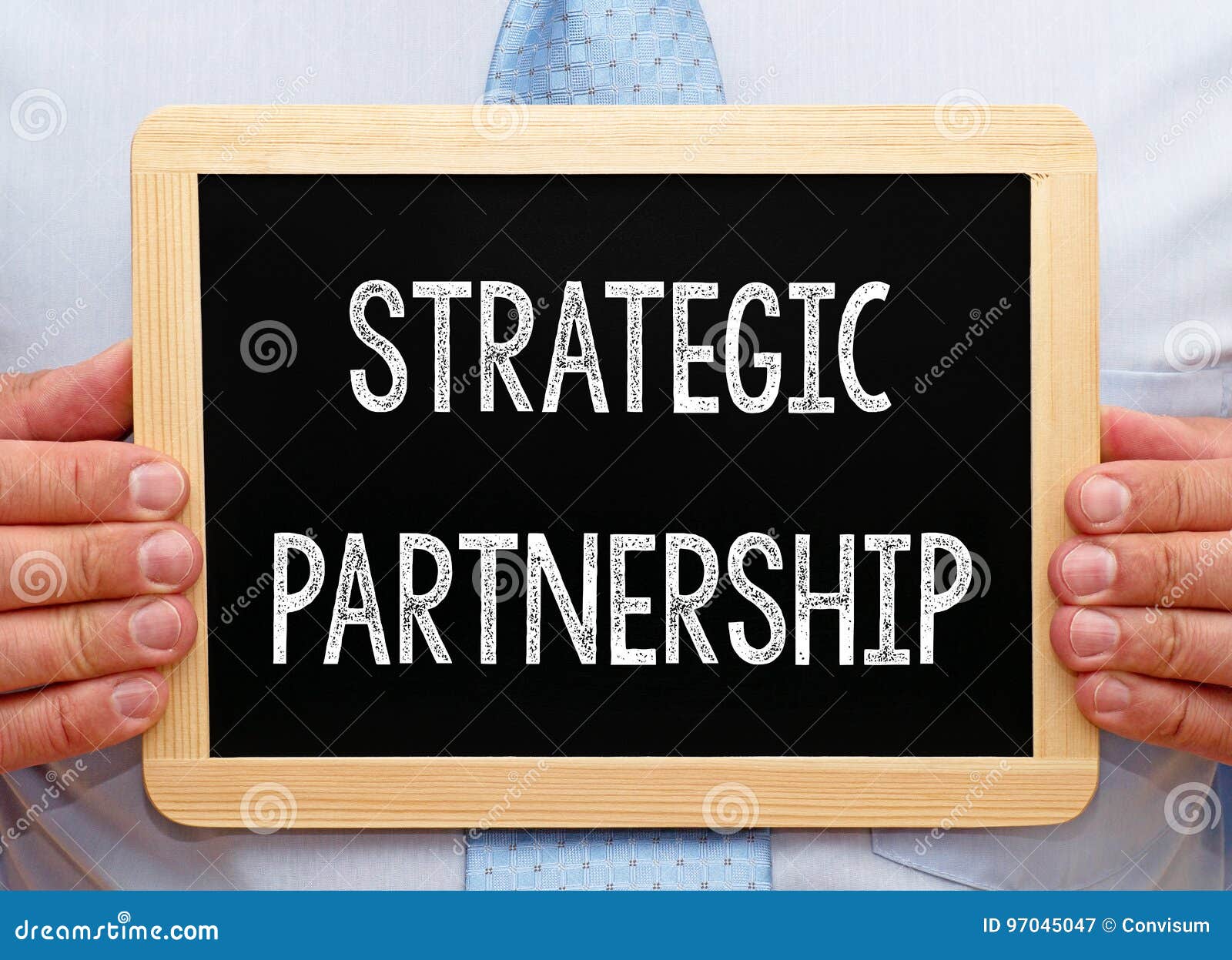 strategic partnership - businessman with chalkboard