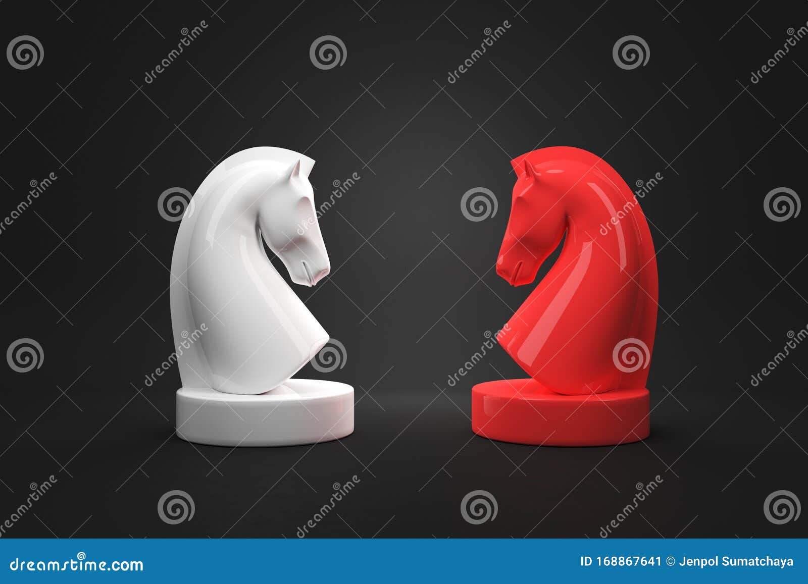 Strategy Concept of Horse Chess Board Game on Black Color Background