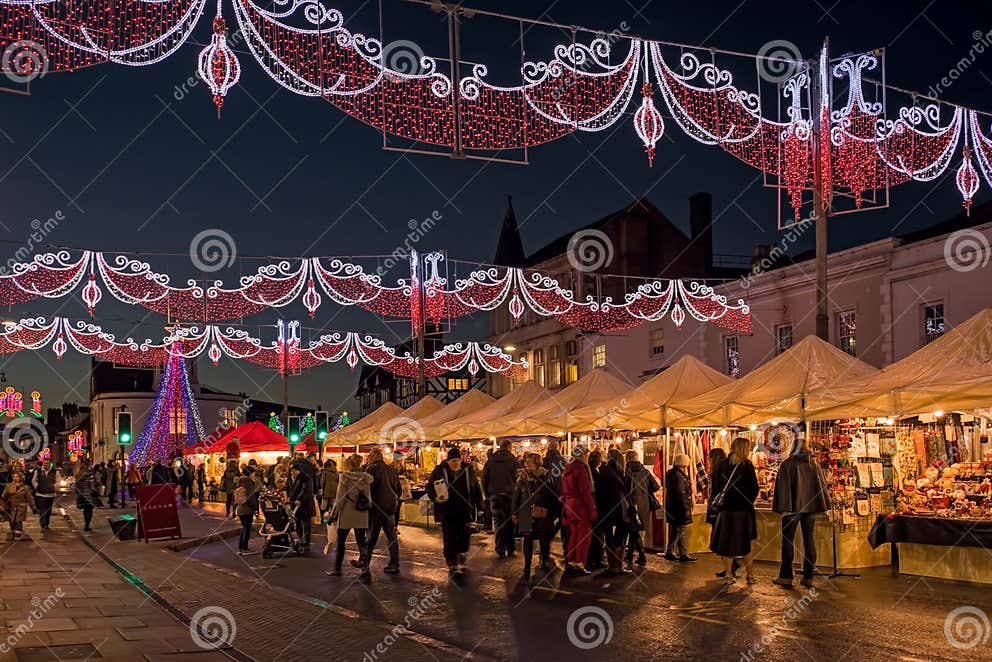 Stratford upon Avon Christmas Market. Editorial Stock Image Image of families, illuminations