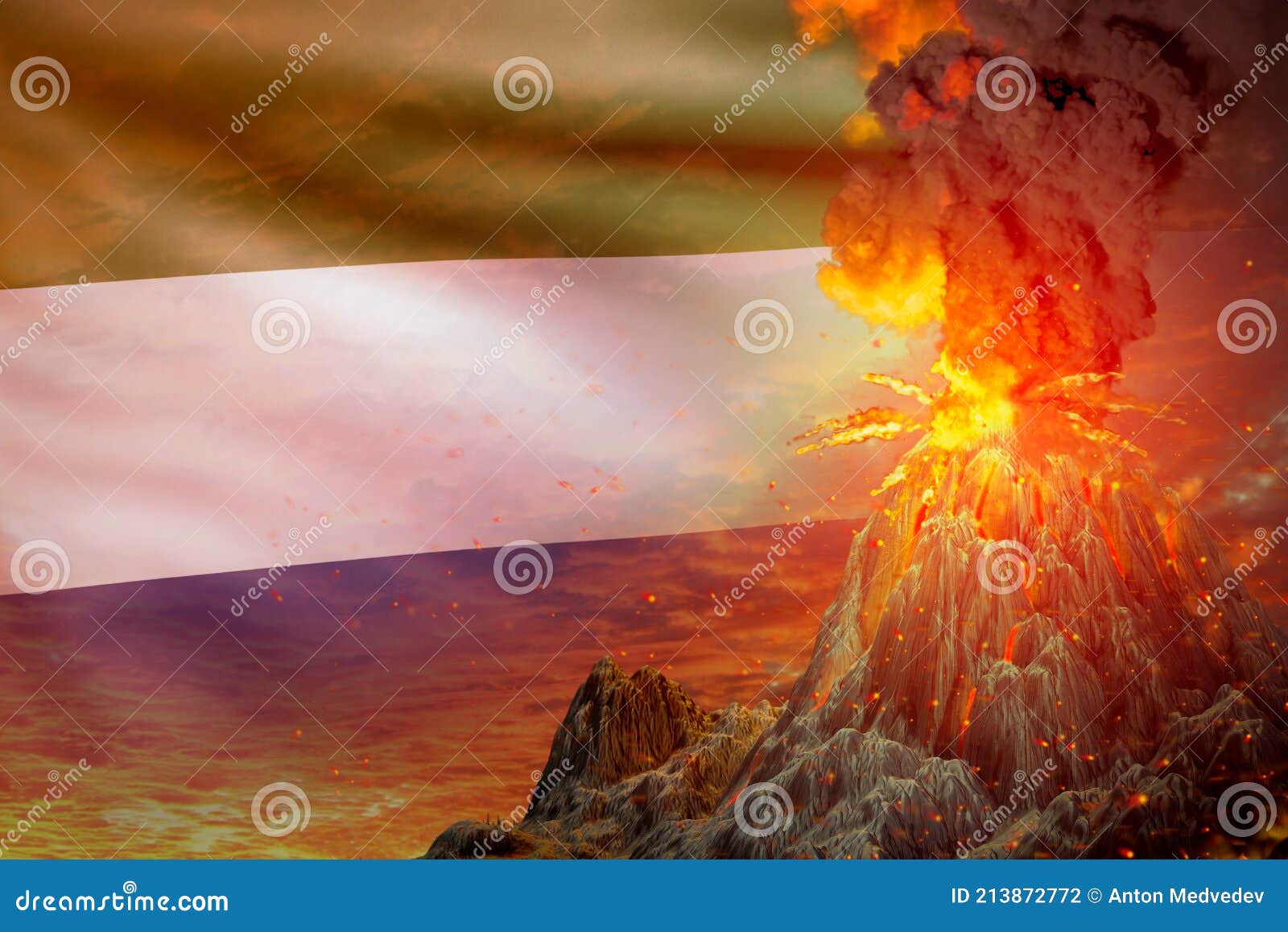 Stratovolcano爆炸案爆发与爆炸的晚上在塞拉利昂旗帜的大背景下 遭受地震和火山爆发库存例证 插画包括有利昂 岩浆 Stratovolcano爆炸案爆发与爆炸的晚上在塞拉利昂旗帜的大背景下 遭受地震和火山爆发库存例证 插画包括有利昂 岩浆