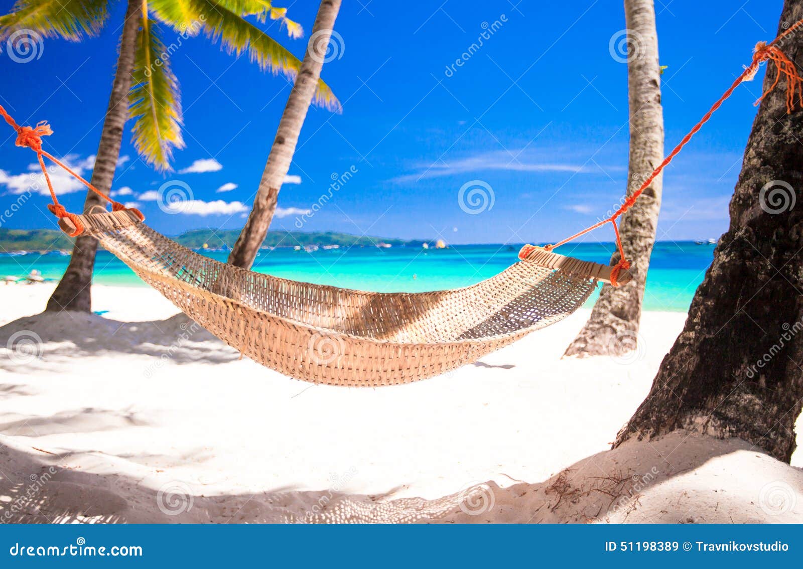 Straw Hammock on Tropical White Sandy Beach Stock Image - Image of 