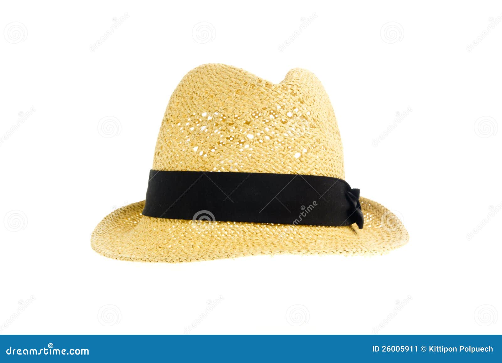Straw Hat with Black Ribbon Stock Image Image of woven, sunny 26005911