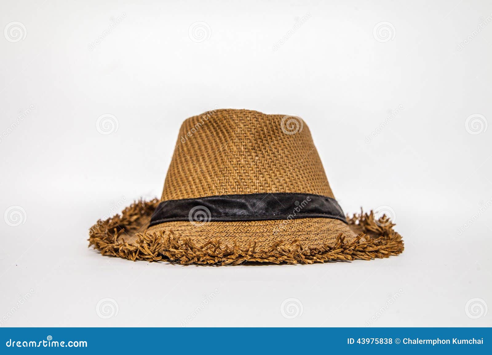 Straw Hat with Black Ribbon Stock Photo Image of white, object 43975838