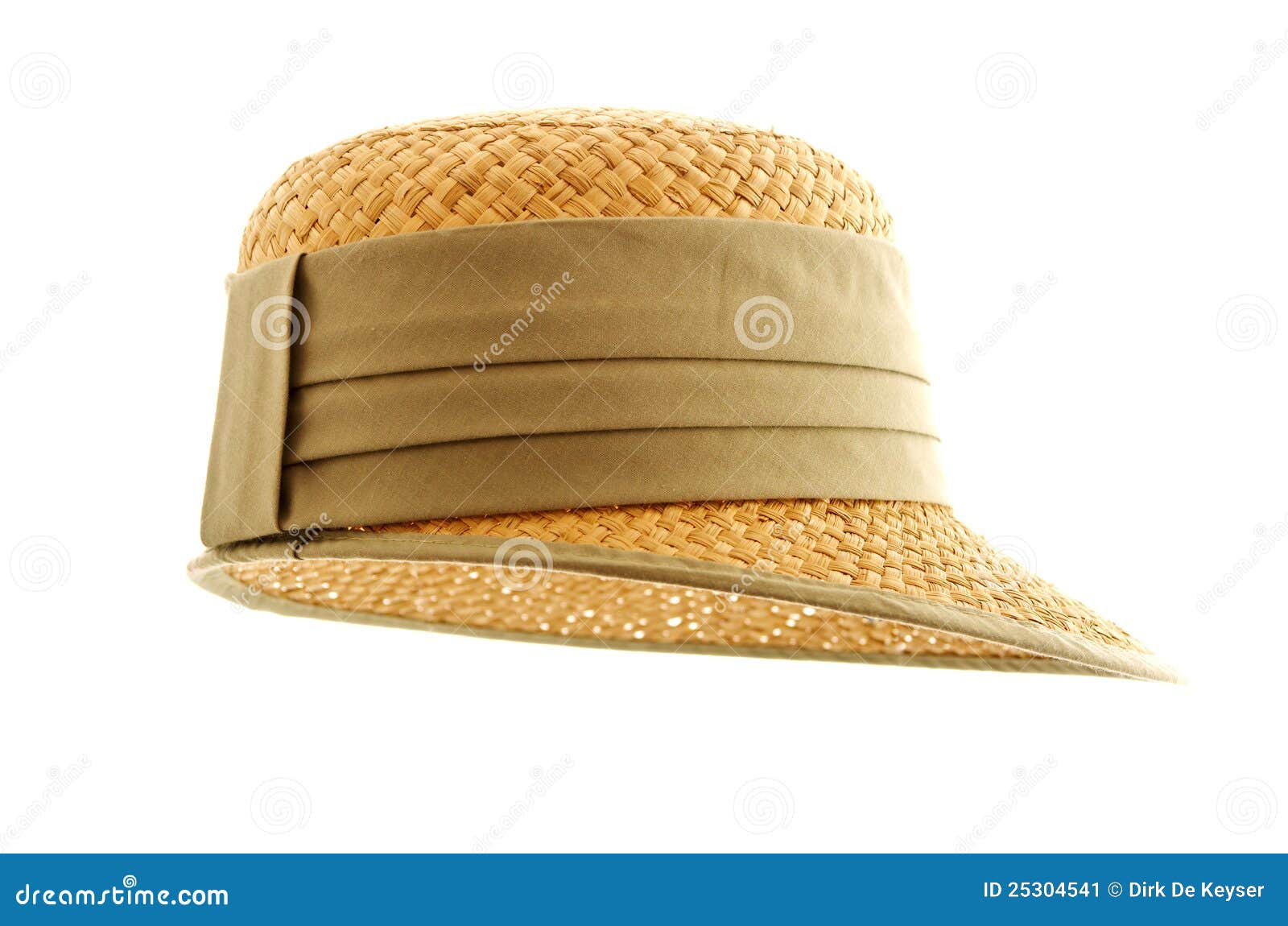 Straw Hat with Green Ribbon Isolated Stock Image Image of summer