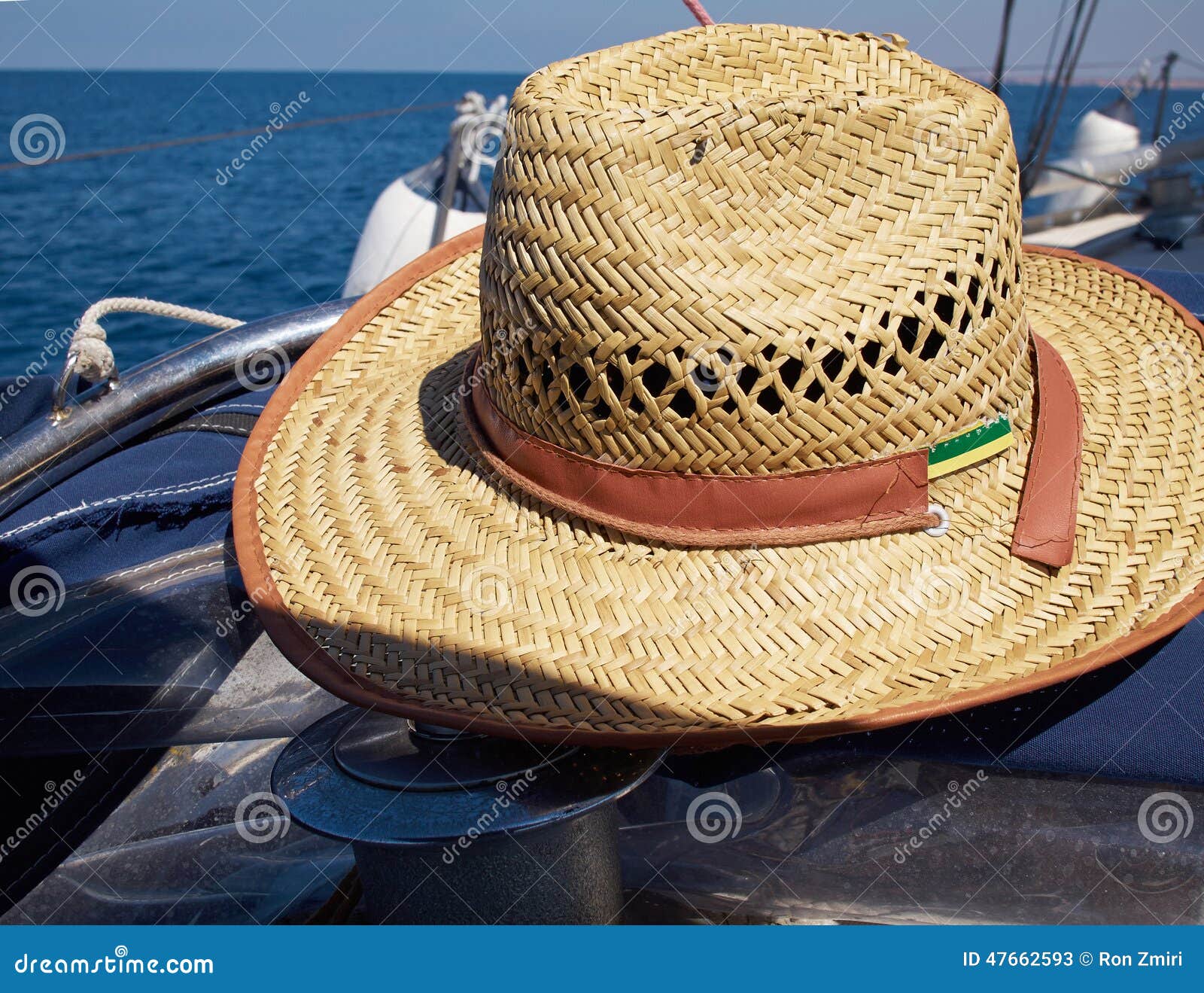 Straw Hat on a Sailing Yacht Stock Image - Image of relax, nautical