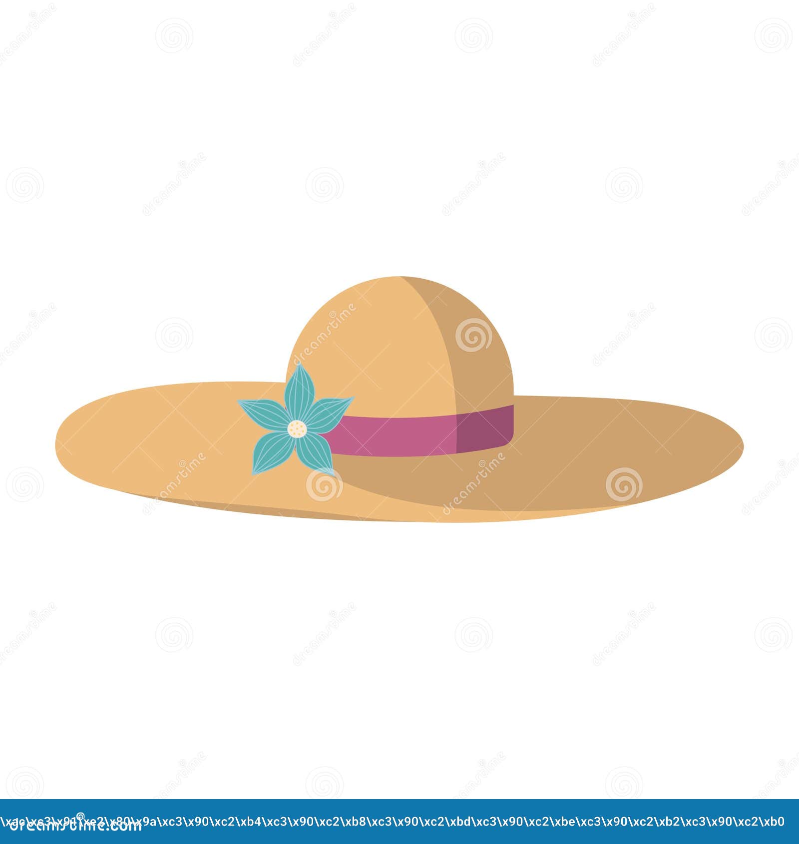 Straw hat with wide brims stock vector. Illustration of protection ...