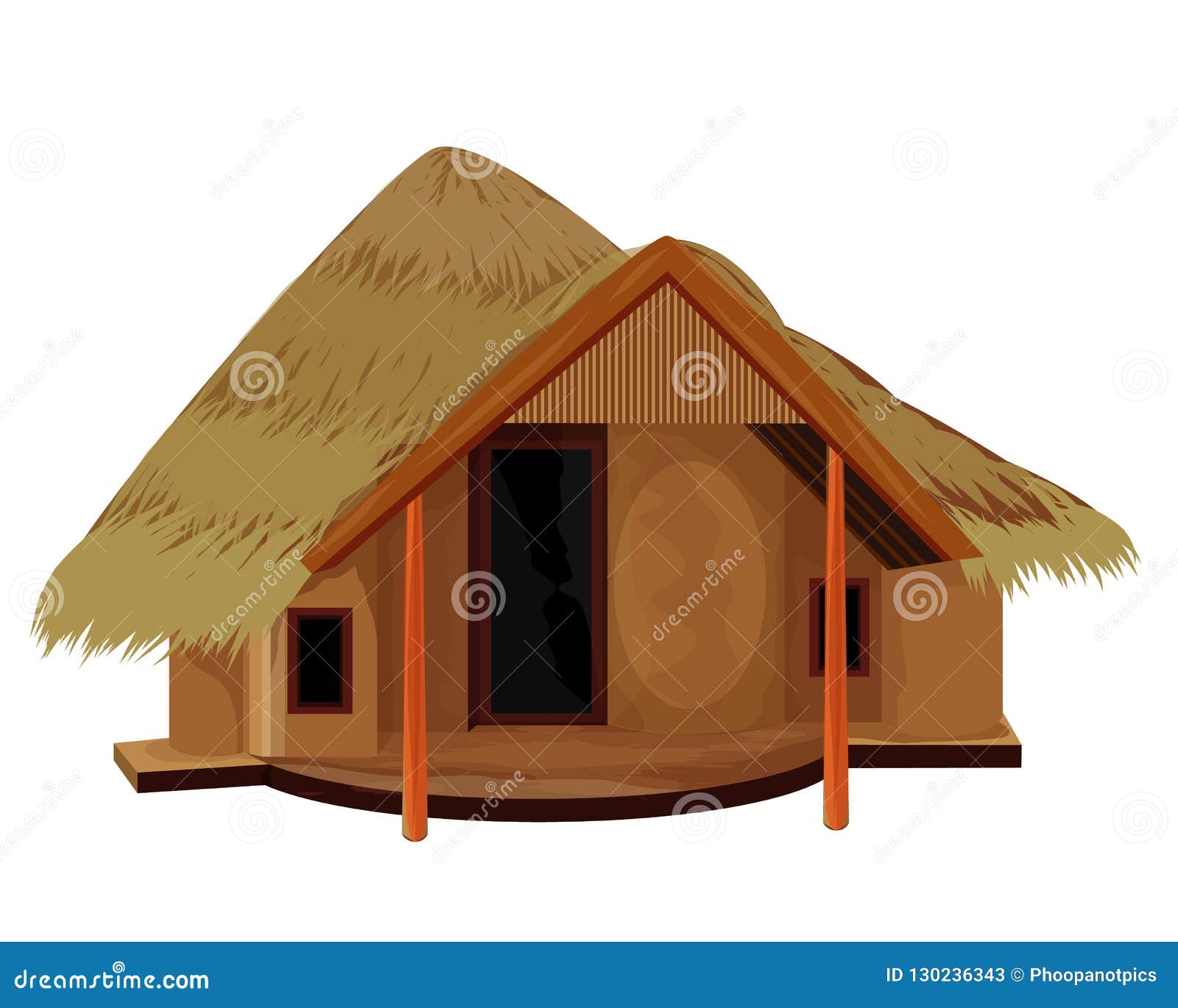 Straw hut stock vector. Illustration of stair, cartoon 130236343