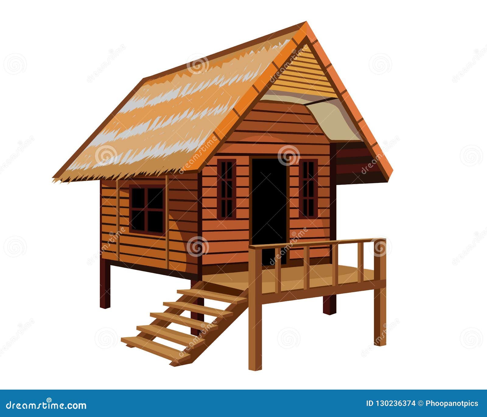 Straw hut stock vector. Illustration of cartoon, vector 130236374