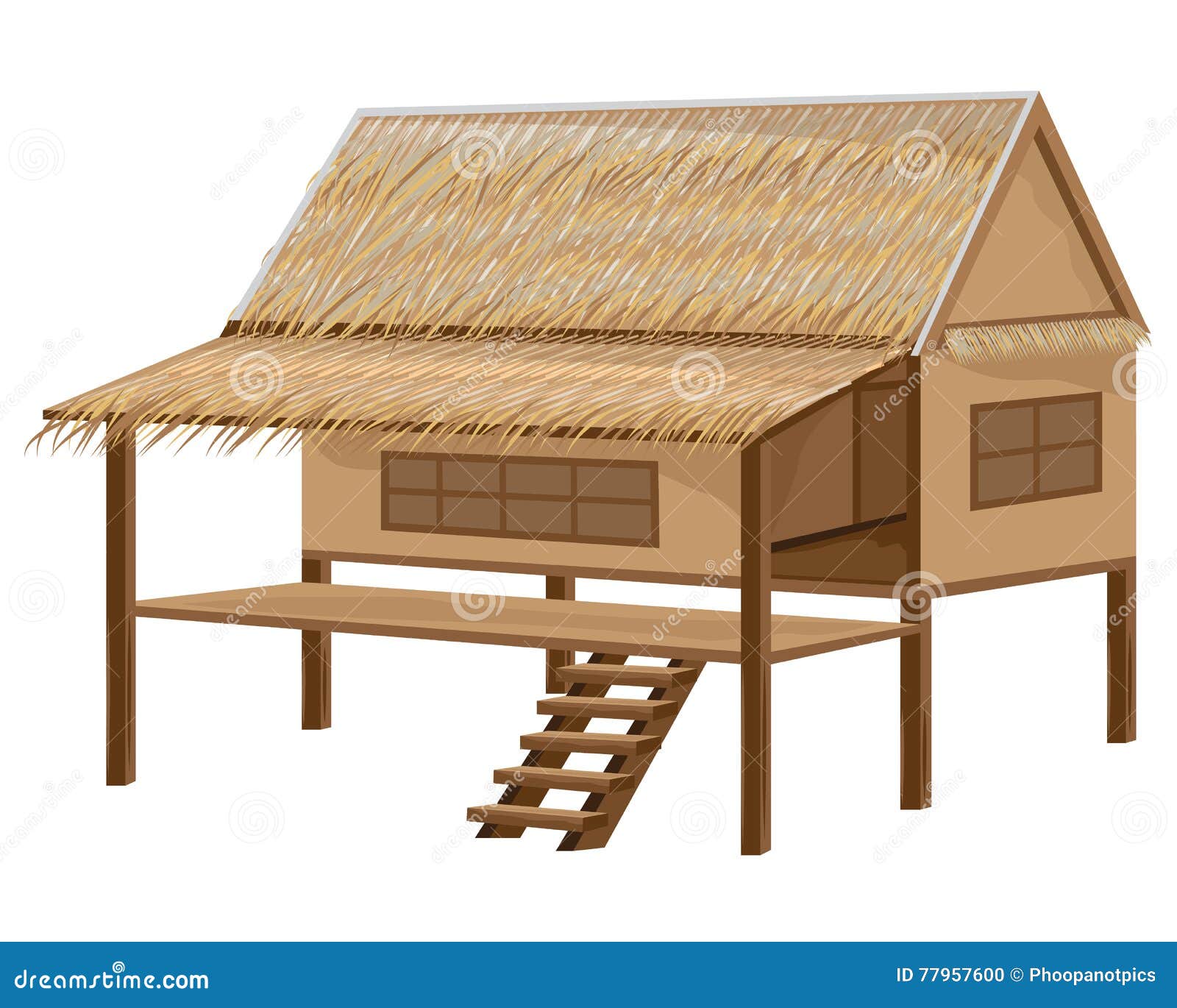 Straw hut stock vector. Illustration of bonfire, drawn 77957600