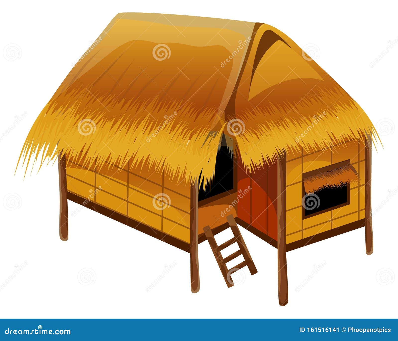 Straw Hut on White Background Stock Vector Illustration of wood, straw 161516141