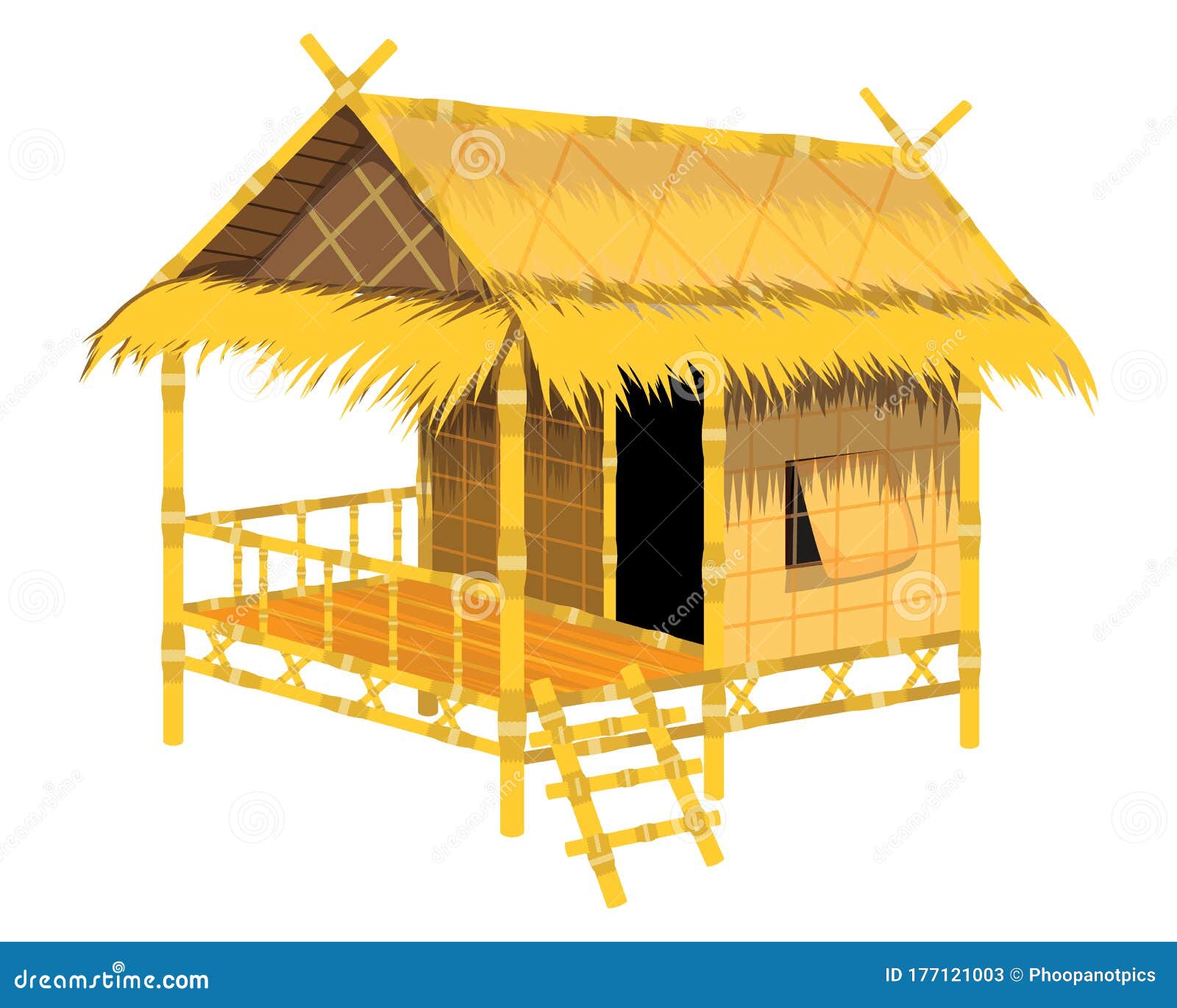 Straw Hut on White Background Stock Vector Illustration of roof, home 177121003