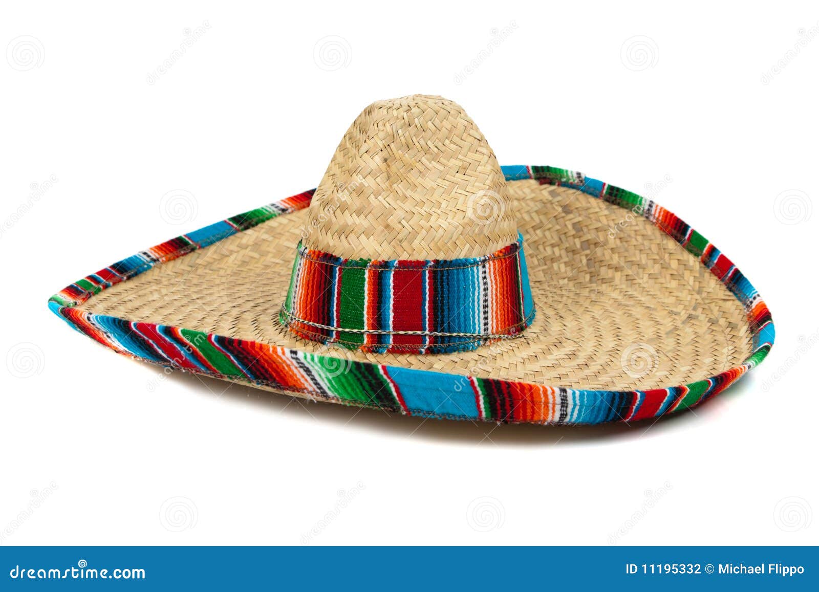 straw mexican sombrero on white background