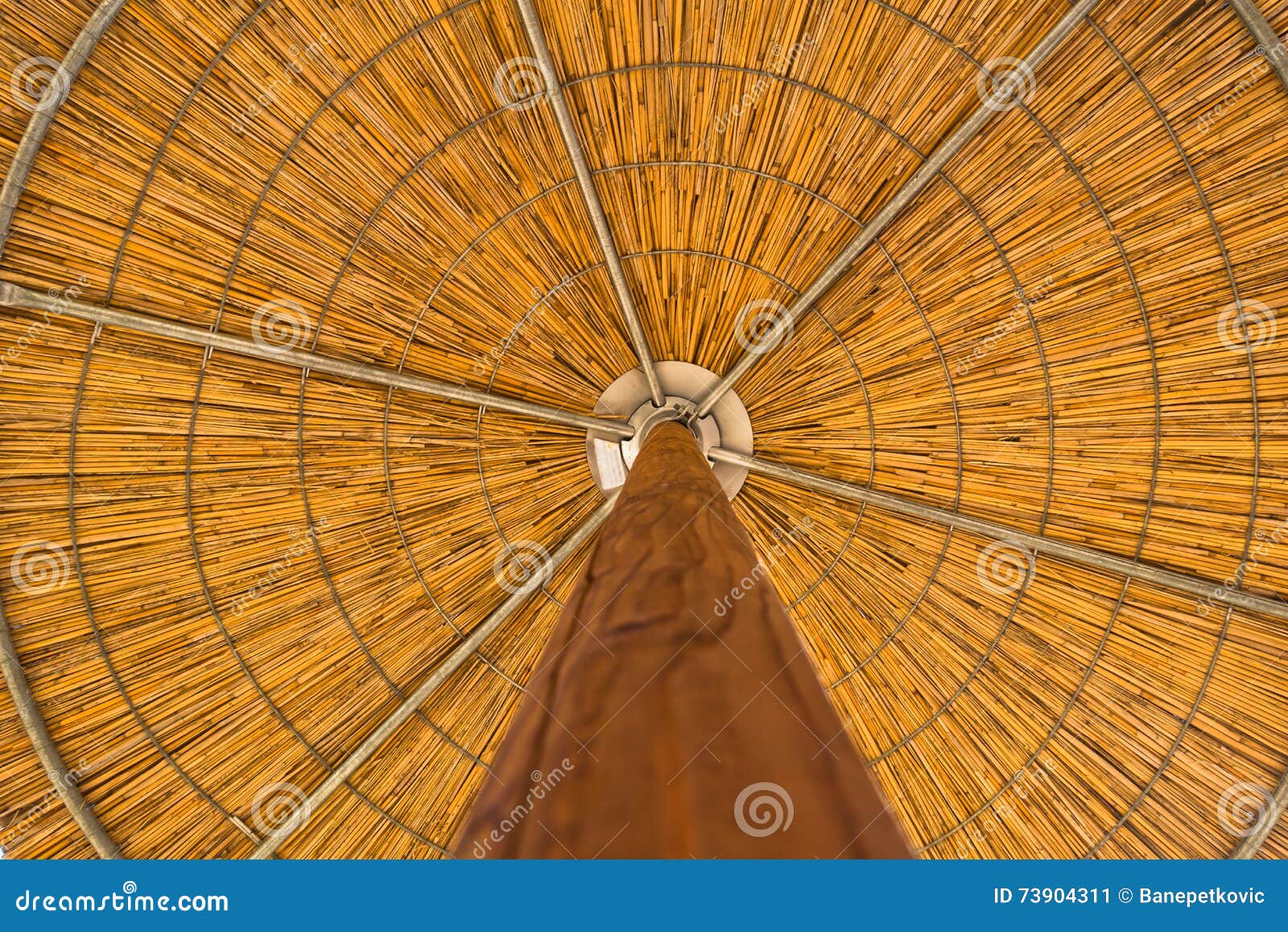 Straw Parasol Closeup from Below in Sithonia Stock Image Image of