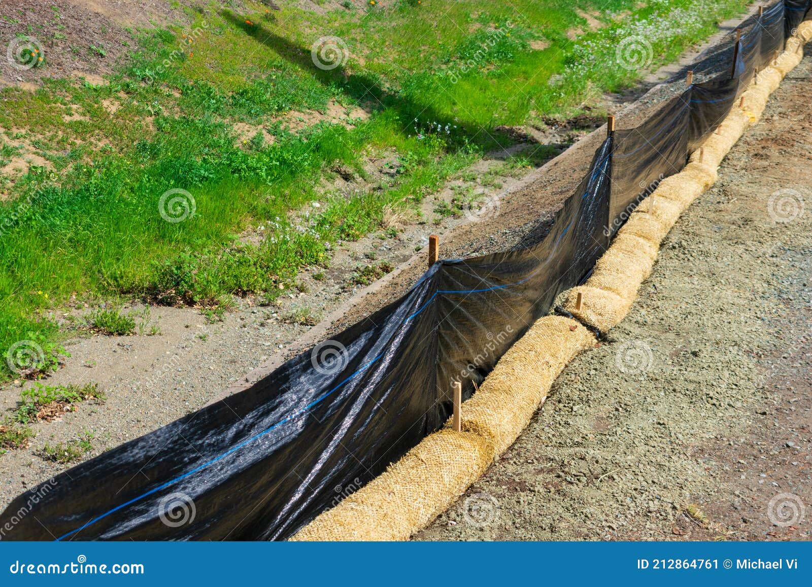 straw wattles and plastic fence