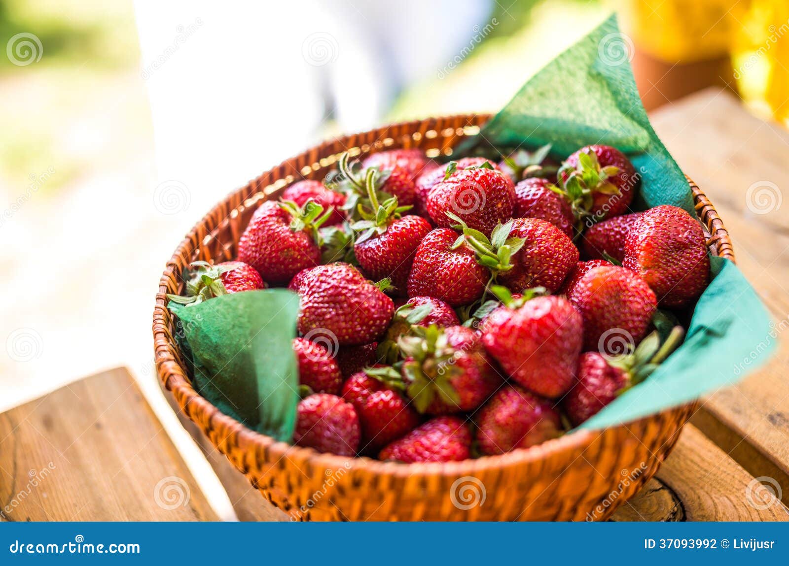 Strawberries in basket stock photo. Image of diet, picnic 37093992