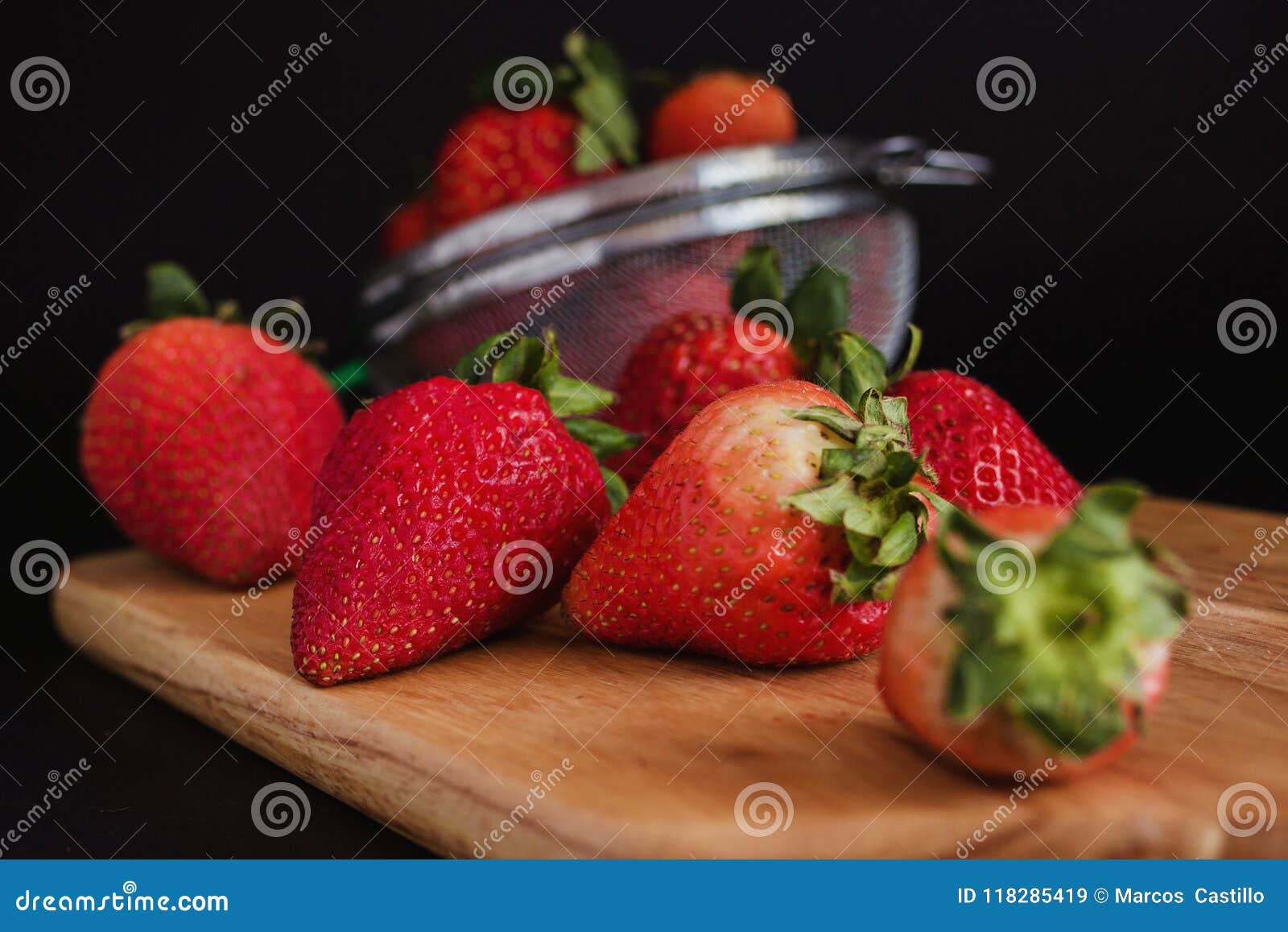 strawberries in a black background