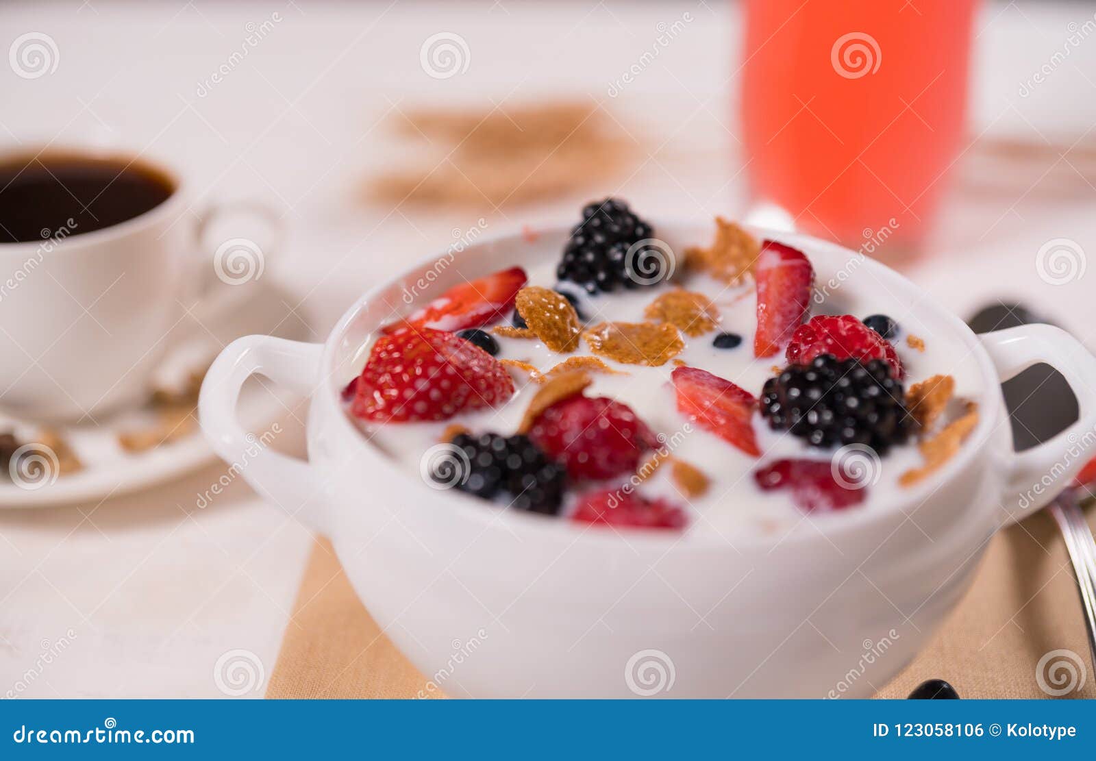 Fruit Dessert with Yoghurt in Bowl Stock Photo Image of drink, bowl