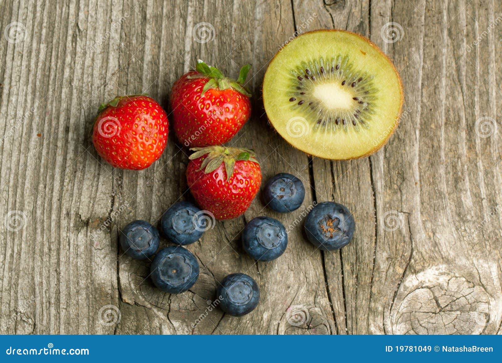 Strawberries, Blueberries and Kiwi Stock Image Image of health, blue