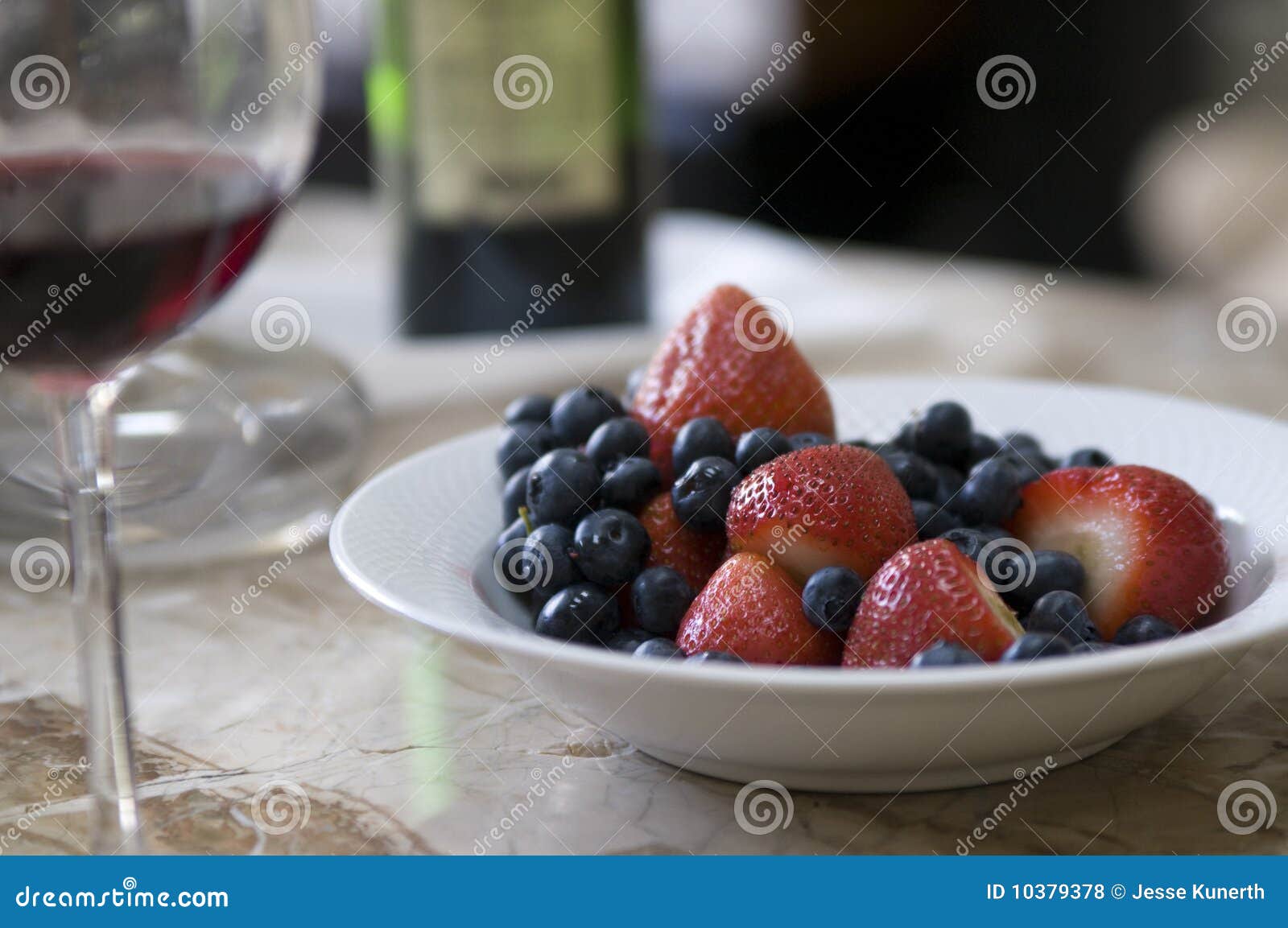 Strawberries, Blueberries, Wine Stock Photo Image of strawberries