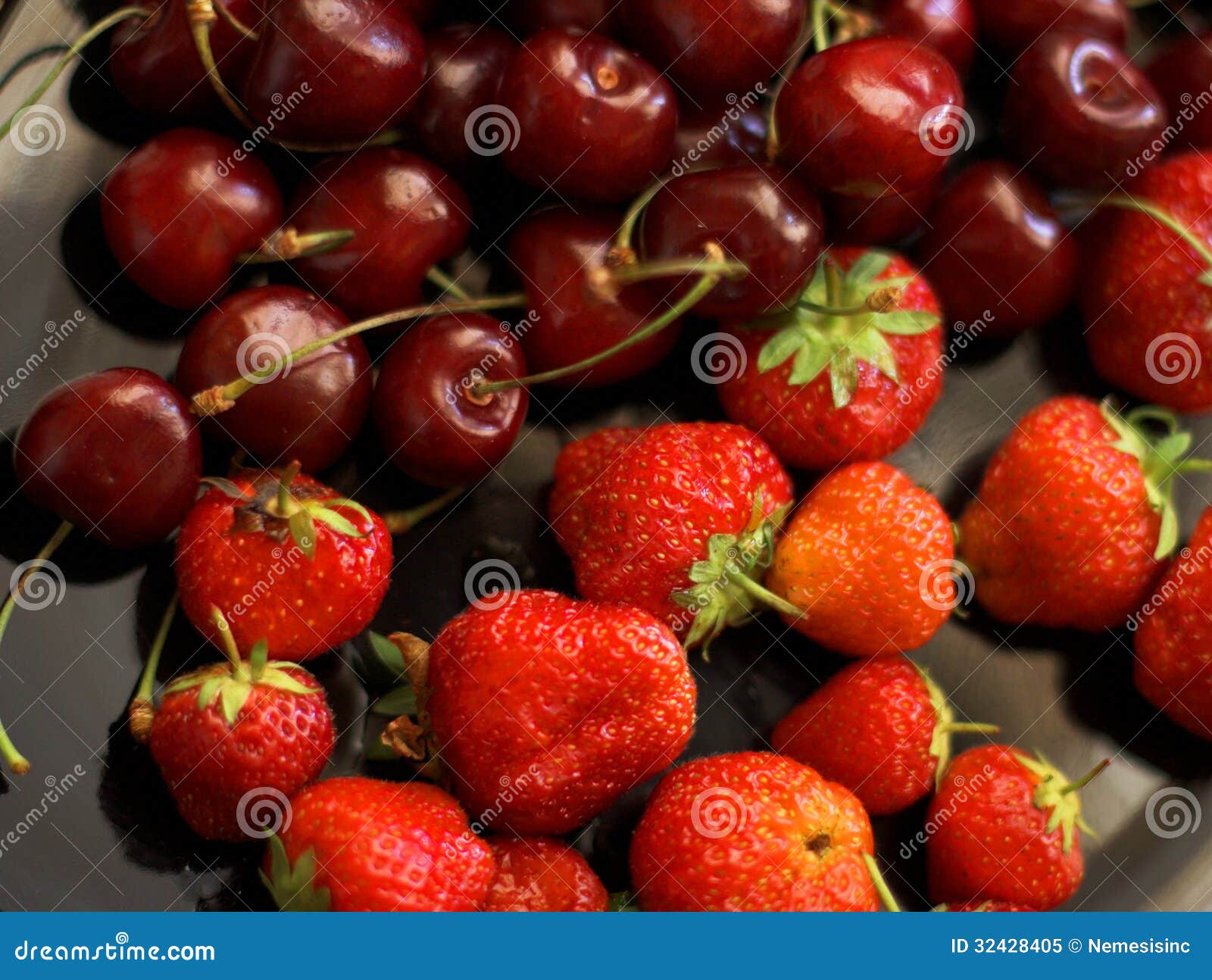 Strawberries and cherries stock image. Image of berry 32428405