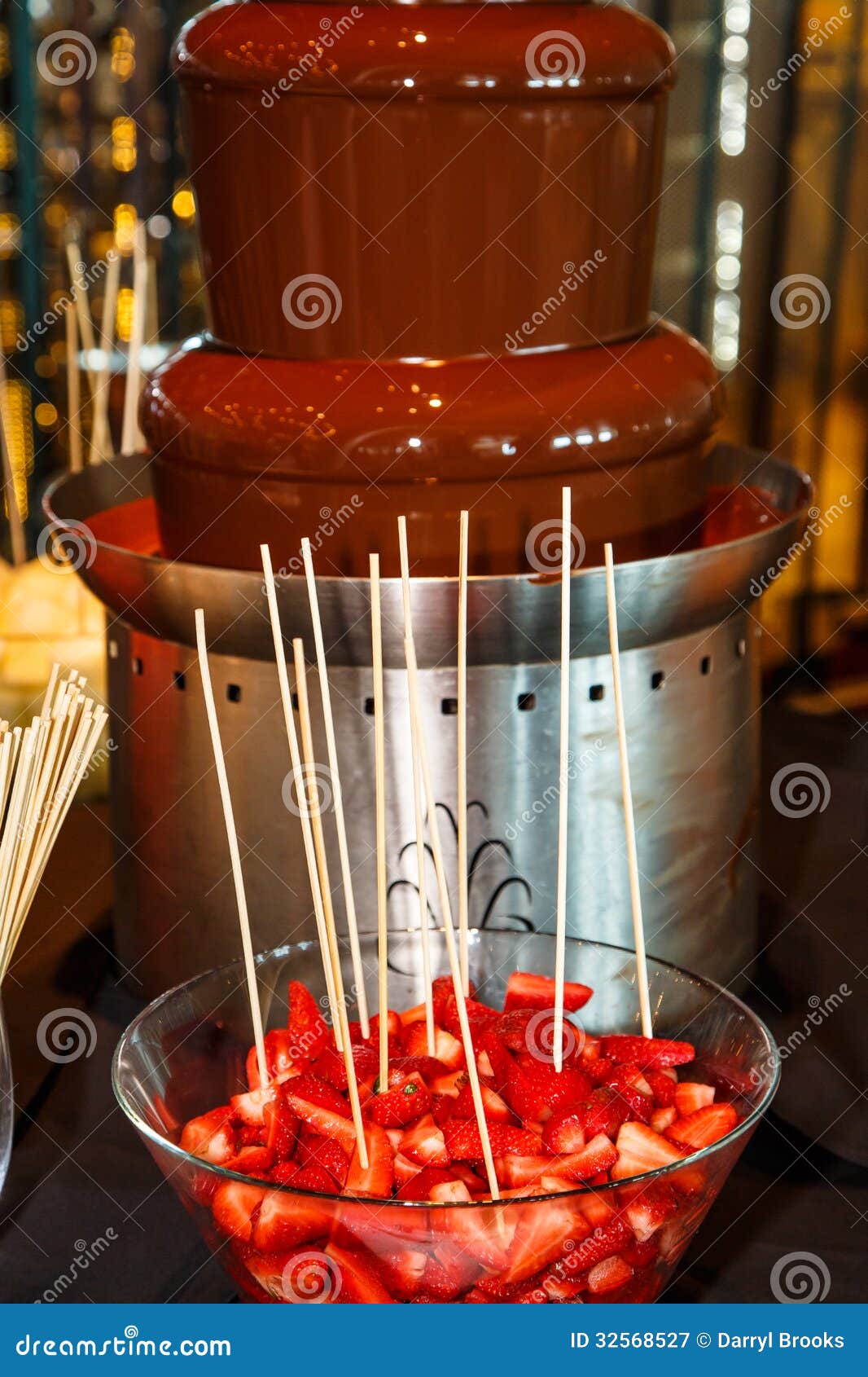 Strawberries at Chocolate Fountain Stock Image Image of strawberry