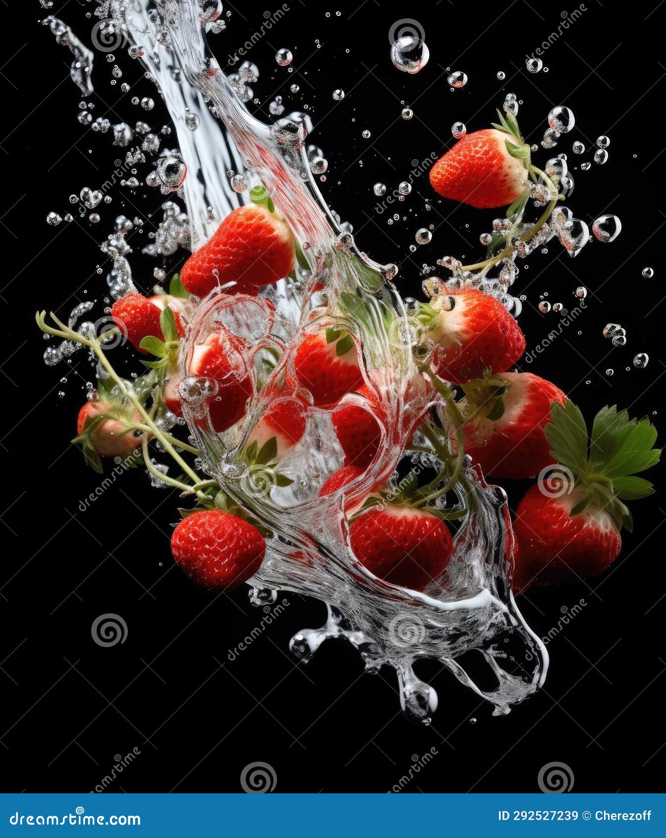 Strawberries Fall into the Water Stock Image Image of drink