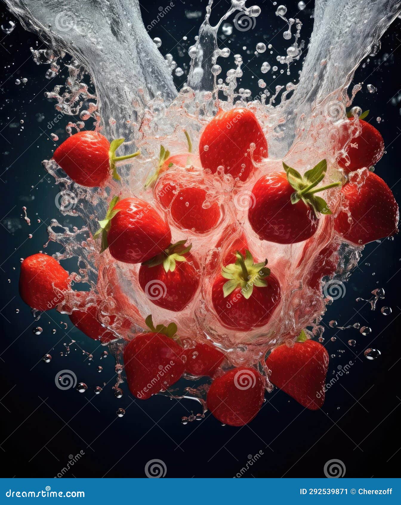Strawberries Fall into the Water Stock Image Image of summer, sweet