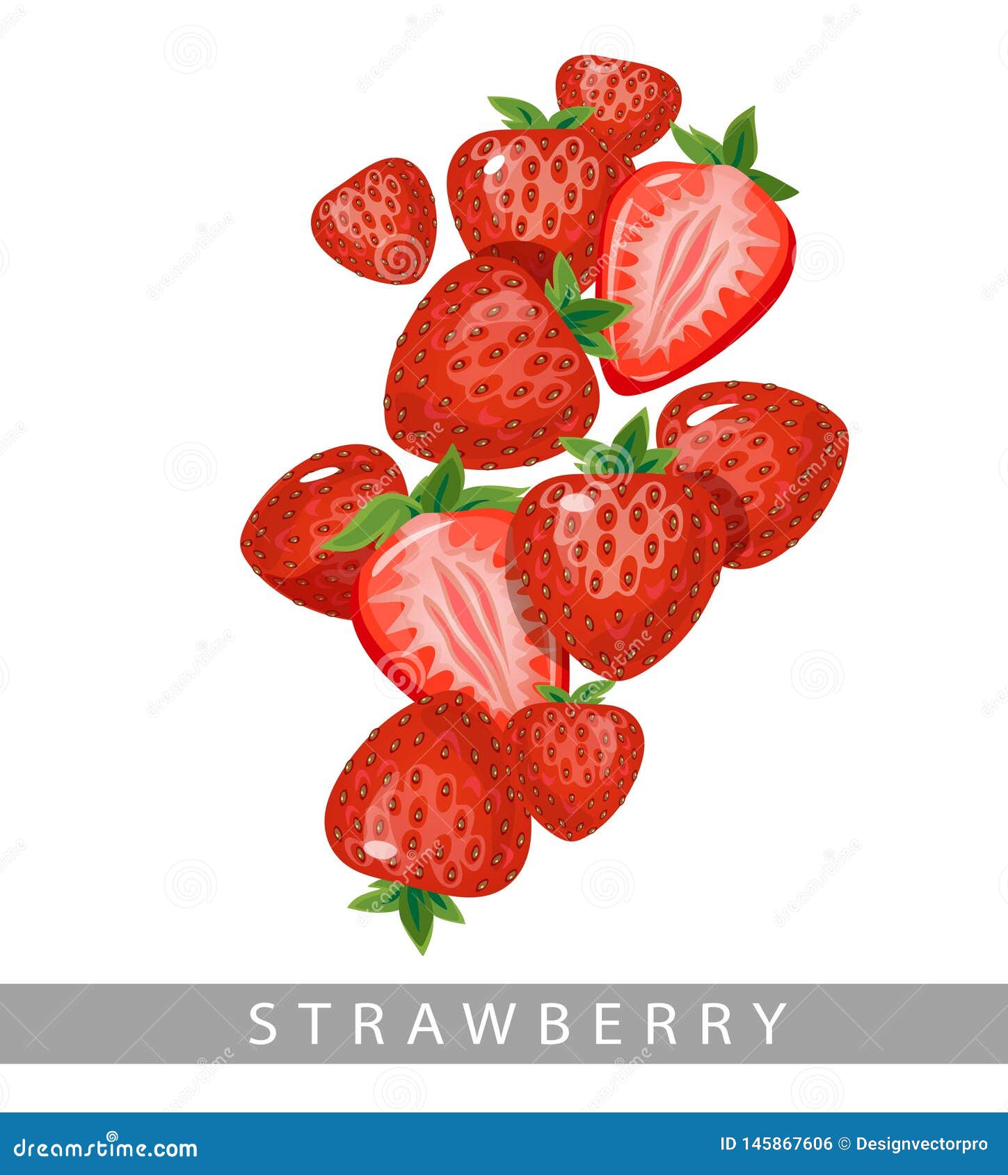 Strawberries Isolated on White Background.Summer Berries Vector in