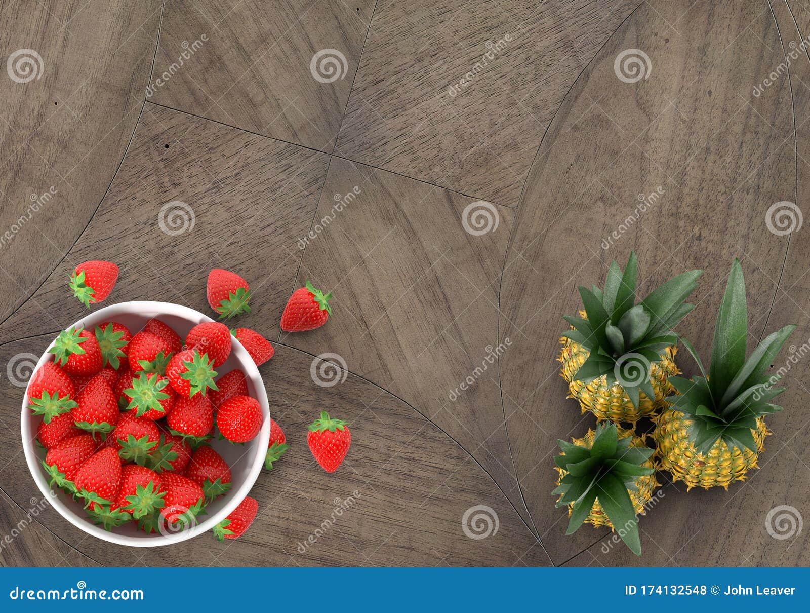 Strawberries and Pineapples from Above Stock Photo Image of overhead