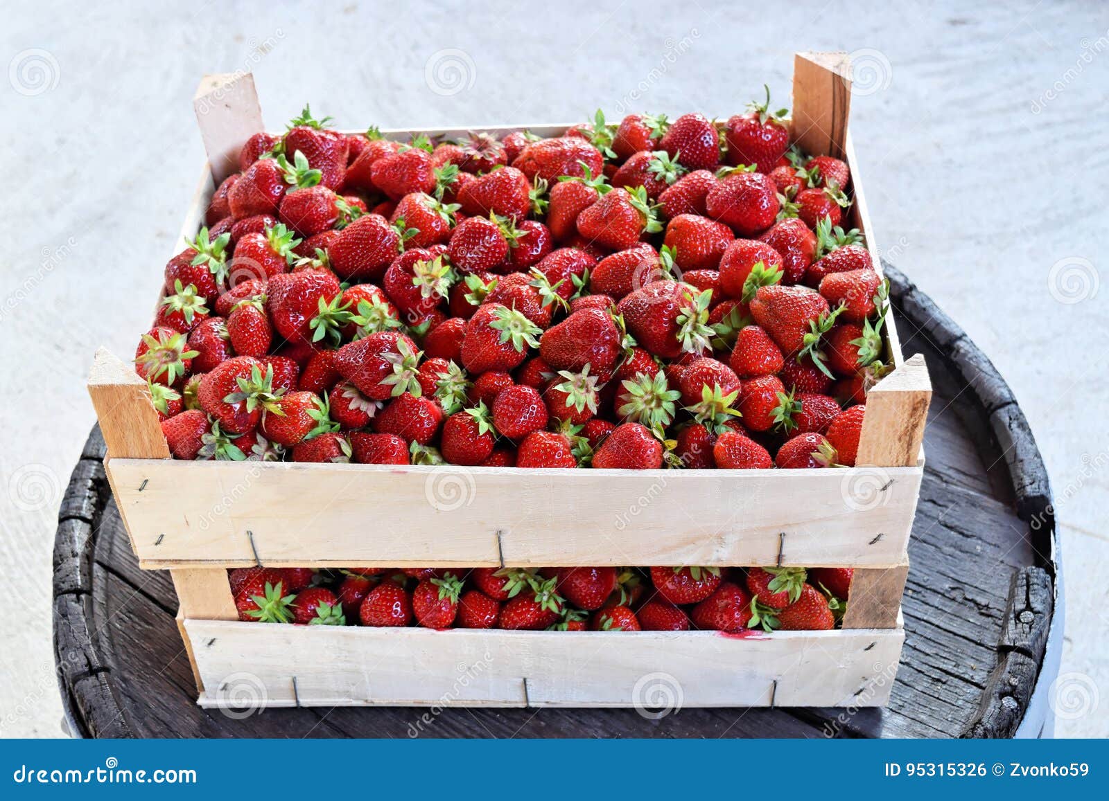 Strawberries in Wooden Boxes Stock Photo Image of delicious, colorful