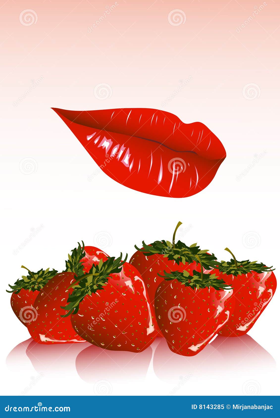 Strawberry In Mouth Vector Illustration 95803312