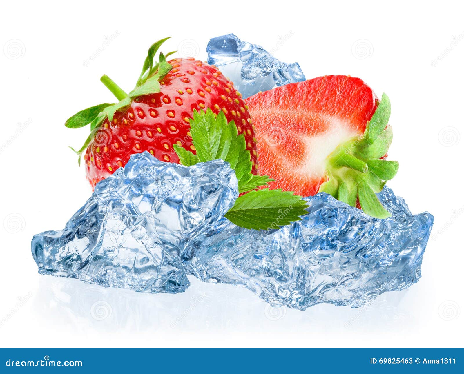 Strawberry. Berry with Ice Isolated on White Background Stock Image