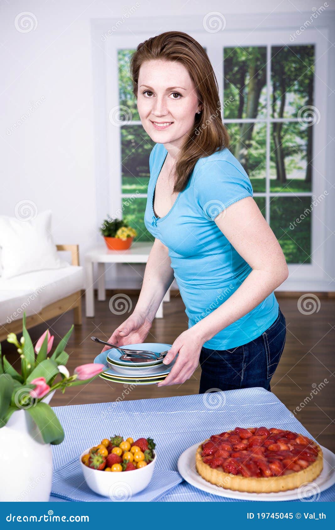 Strawberry cake stock image. Image of girl, celebration 19745045