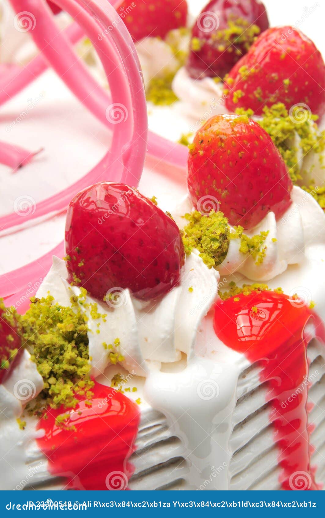 Strawberry cake stock photo. Image of cream, bright, calories 22300548