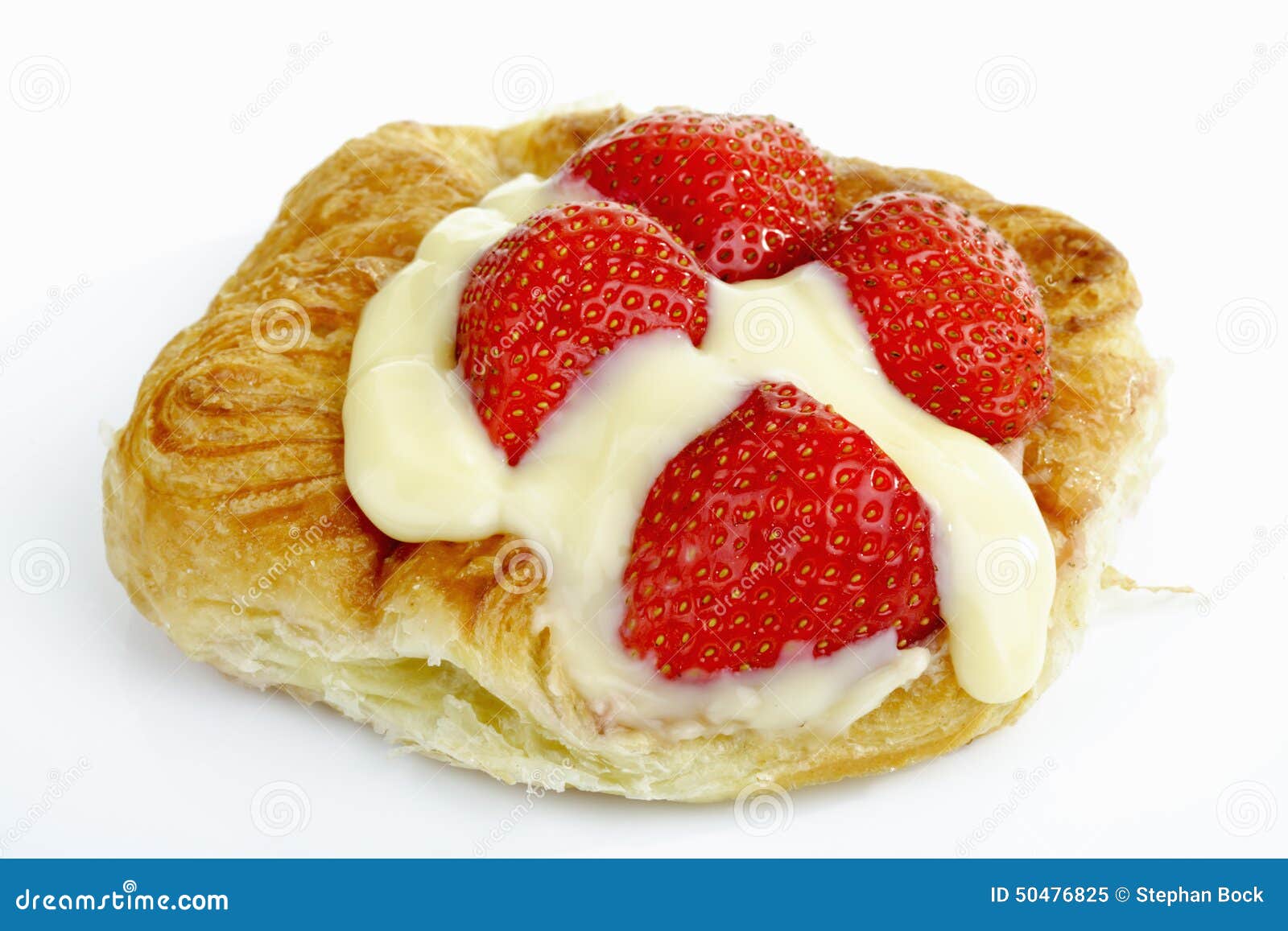 Strawberry Cake, Danish with Custard Cream Stock Image Image of