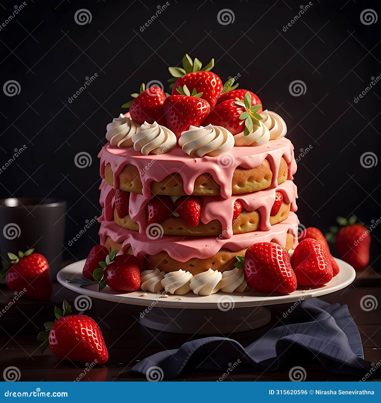 Strawberry Cake with Topping Stock Illustration Illustration of topping, creamy 315620596