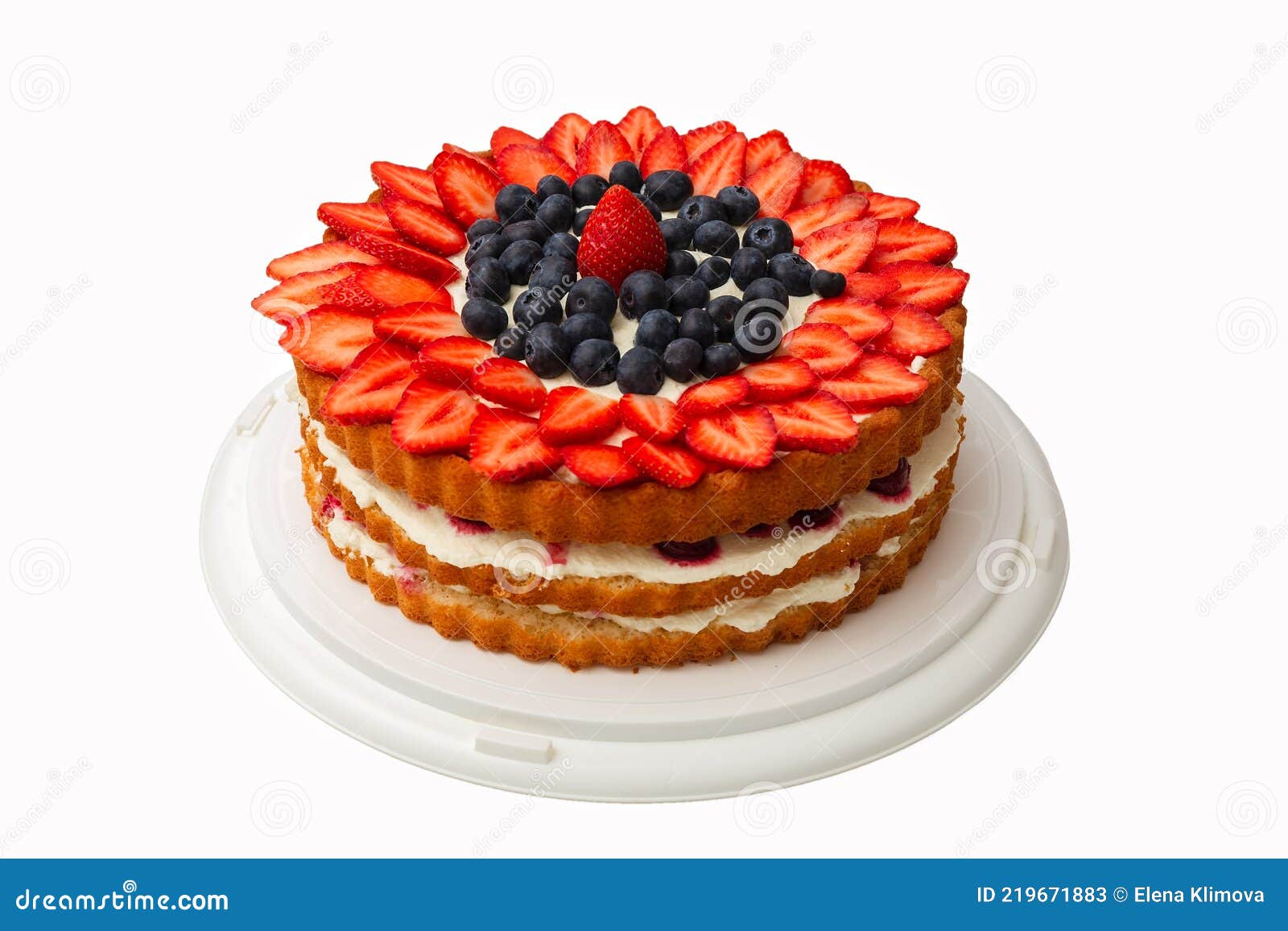 Strawberry Cake with Whipped Cream. Cake Decorated with Berries ...