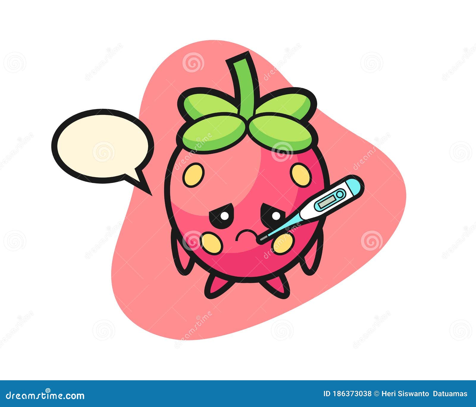 Strawberry Cartoon with Fever Condition Stock Vector Illustration of