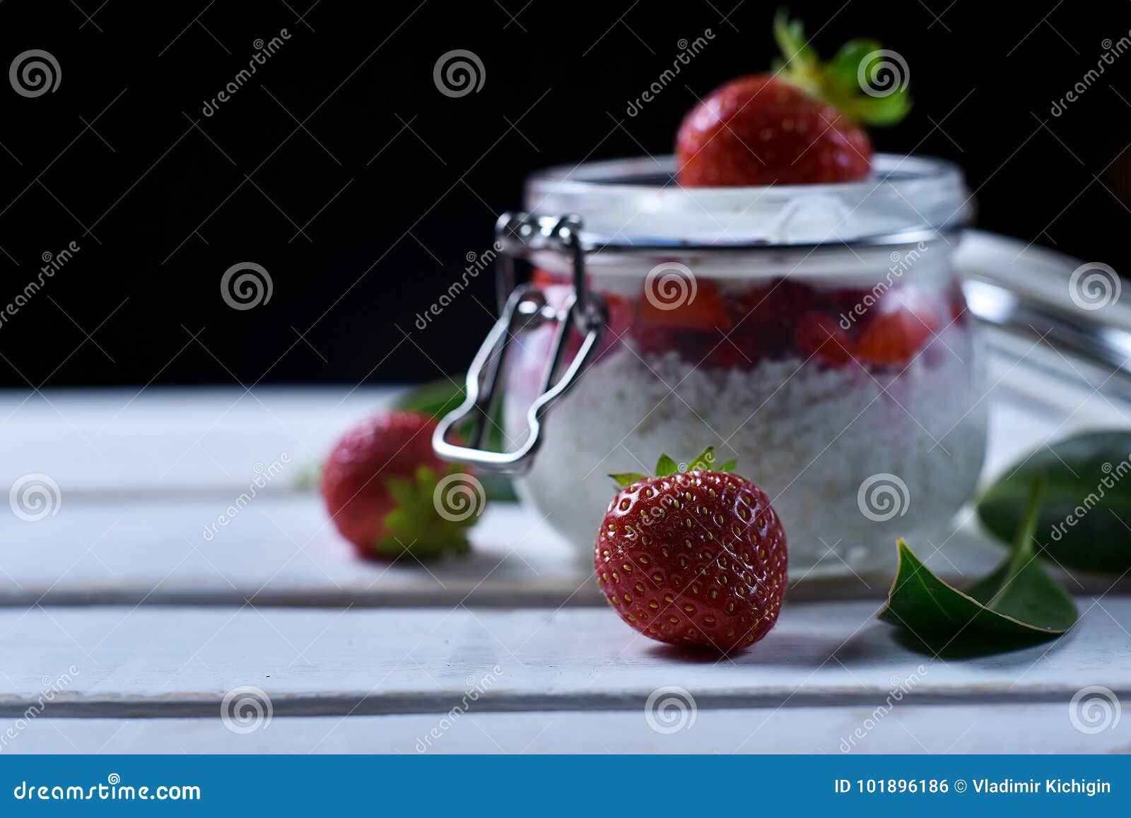 Strawberry Dessert on the Table Stock Photo Image of delicious, milky 101896186