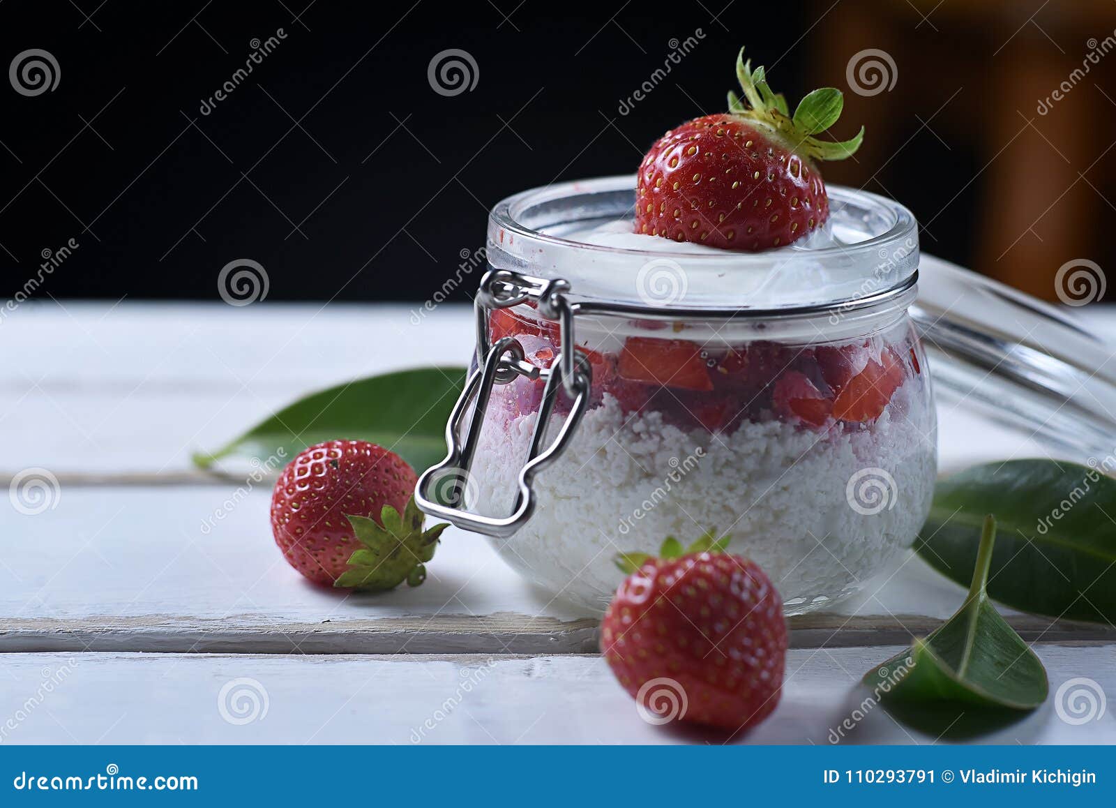 Strawberry Dessert on the Table Stock Image Image of powder, cafe 110293791