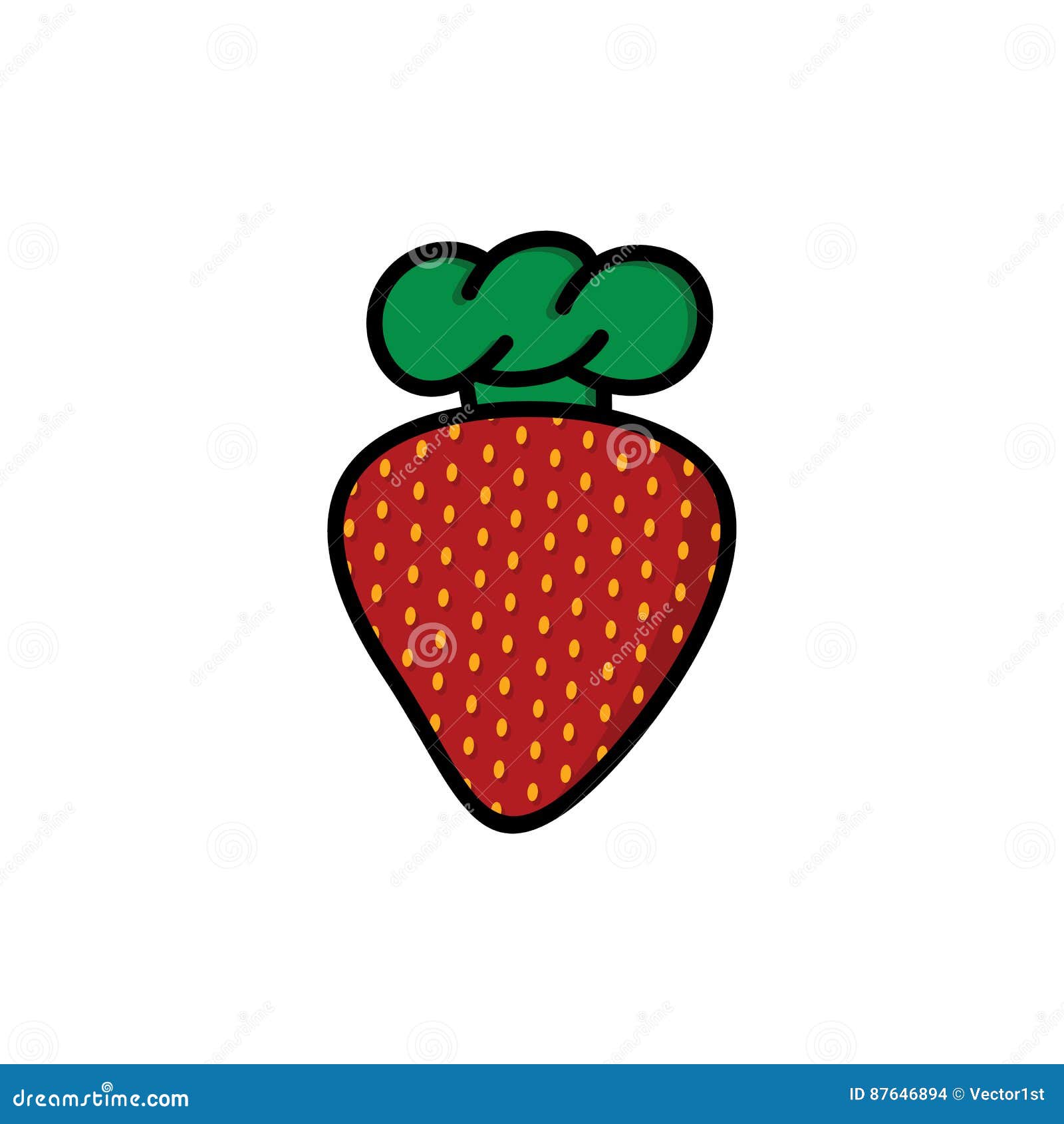 Strawberry with Chef Hat Cartoon Logo Logotype Stock Vector