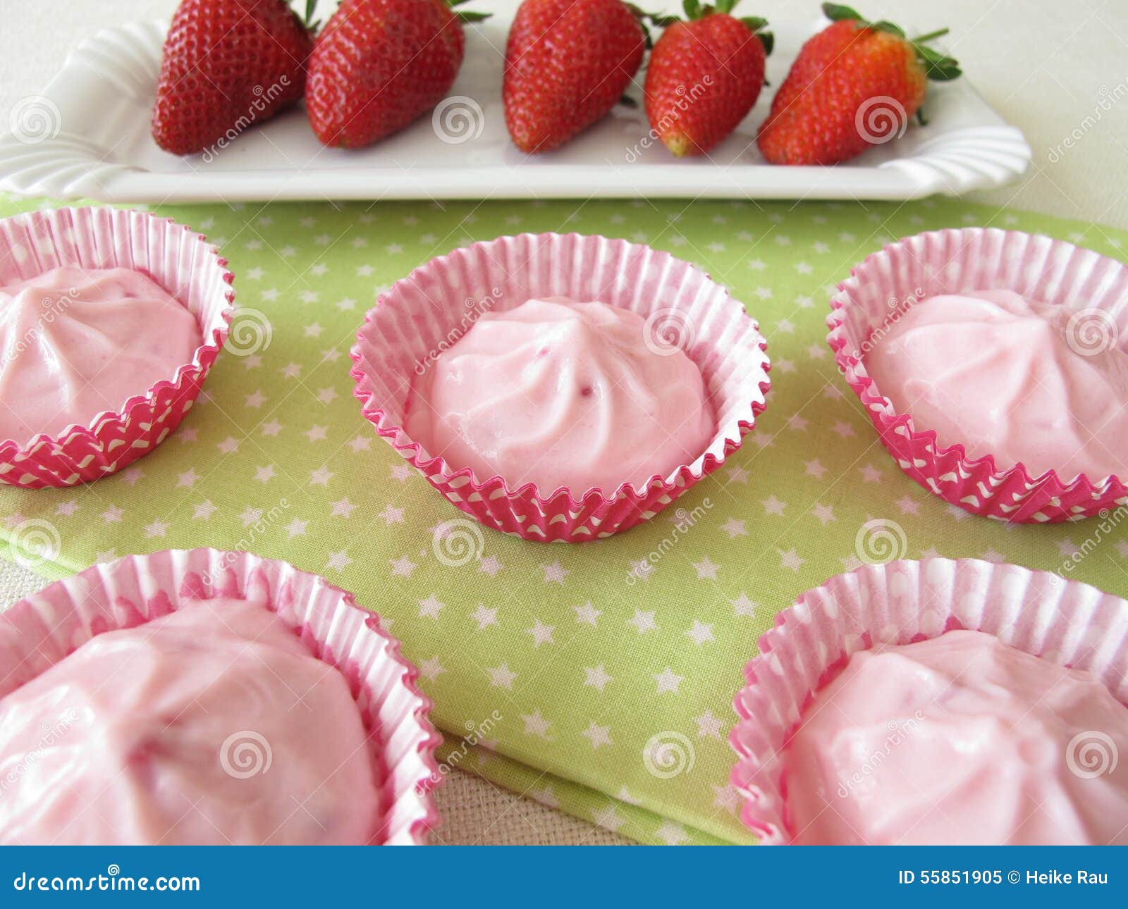 Strawberry Cream Yogurt Dessert Stock Image Image of pudding, milk