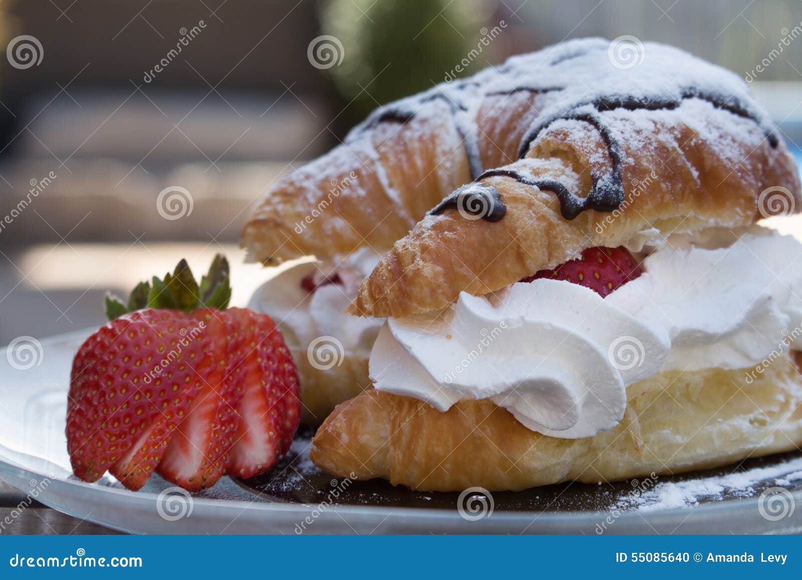 Strawberry croissant stock photo. Image of calories, chocolate 55085640