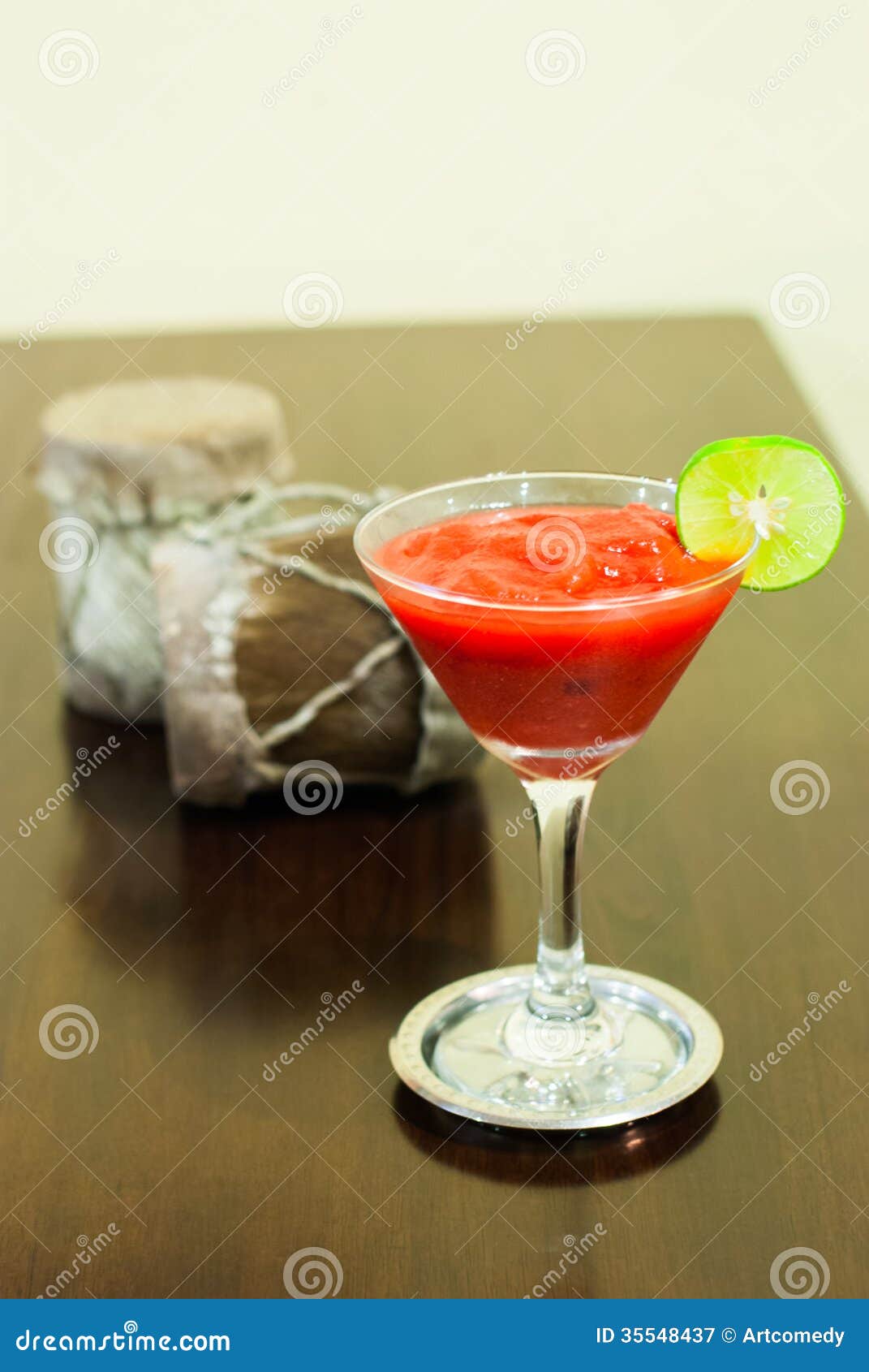 Strawberry Daiquiri with Lime Stock Image - Image of closeup, lemon ...