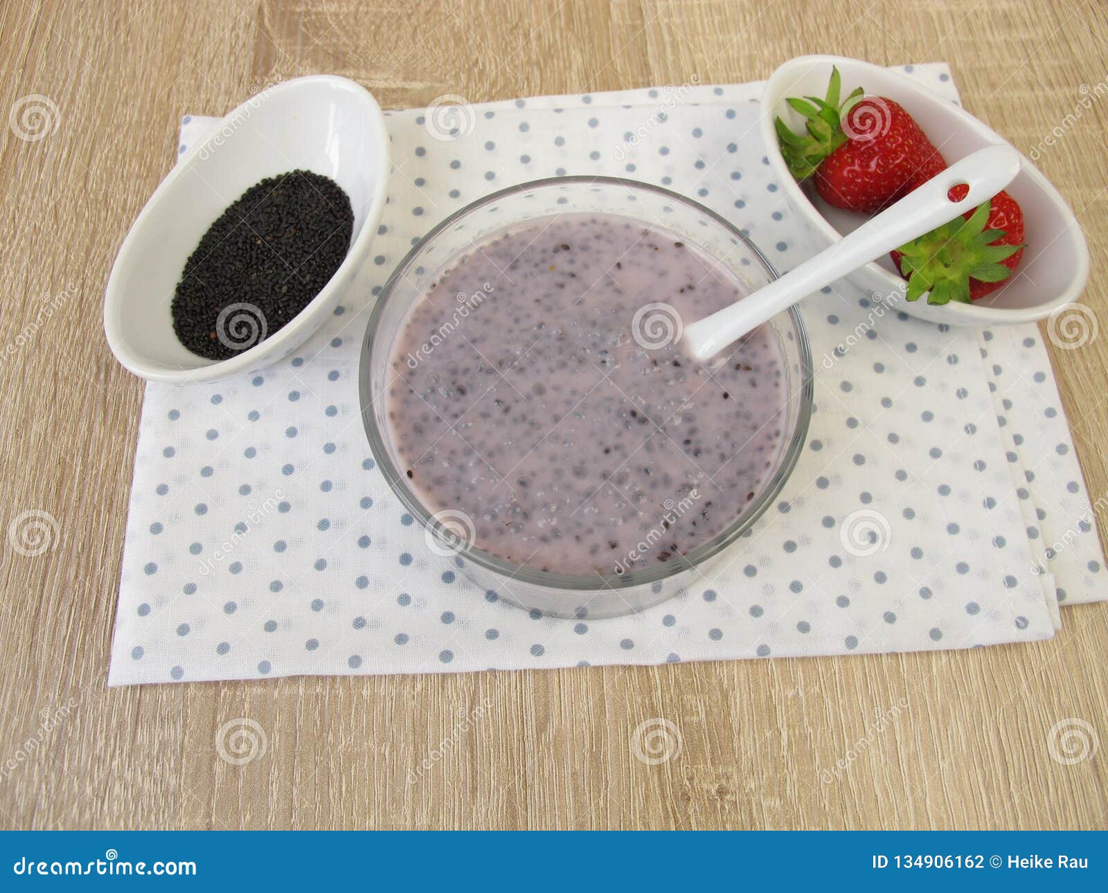 Strawberry Dessert with Basil Seeds Stock Photo Image of sabia