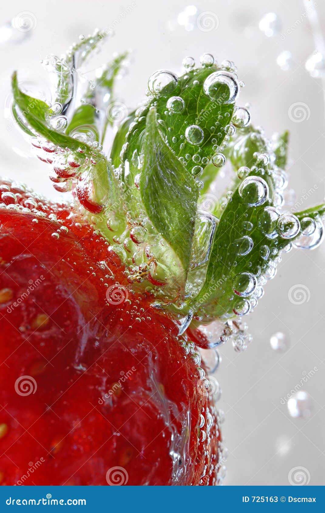 Strawberry Detail with Bubbles Stock Image Image of leaf, close 725163