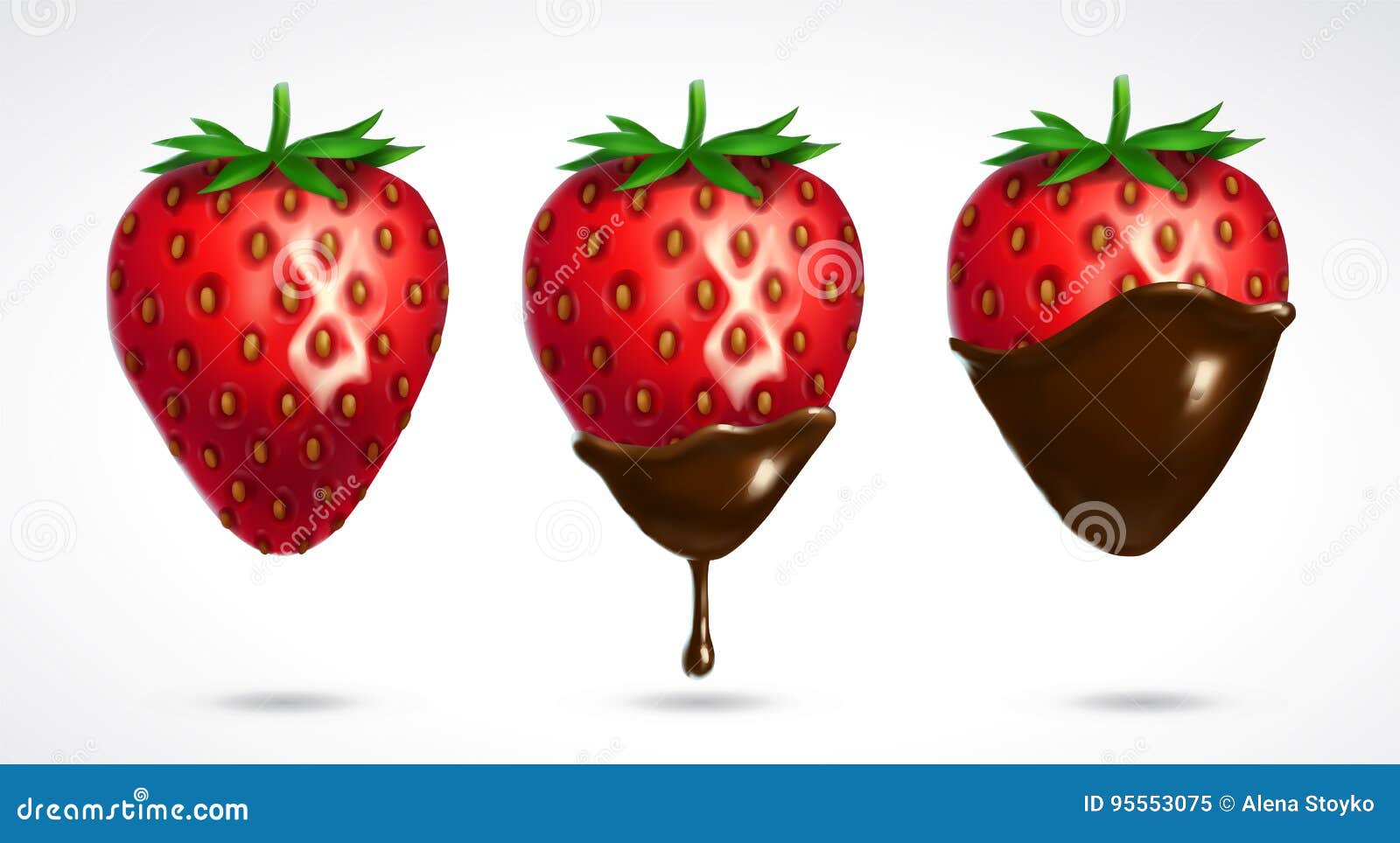 Strawberry Dipped in Chocolate Stock Vector Illustration of leaf